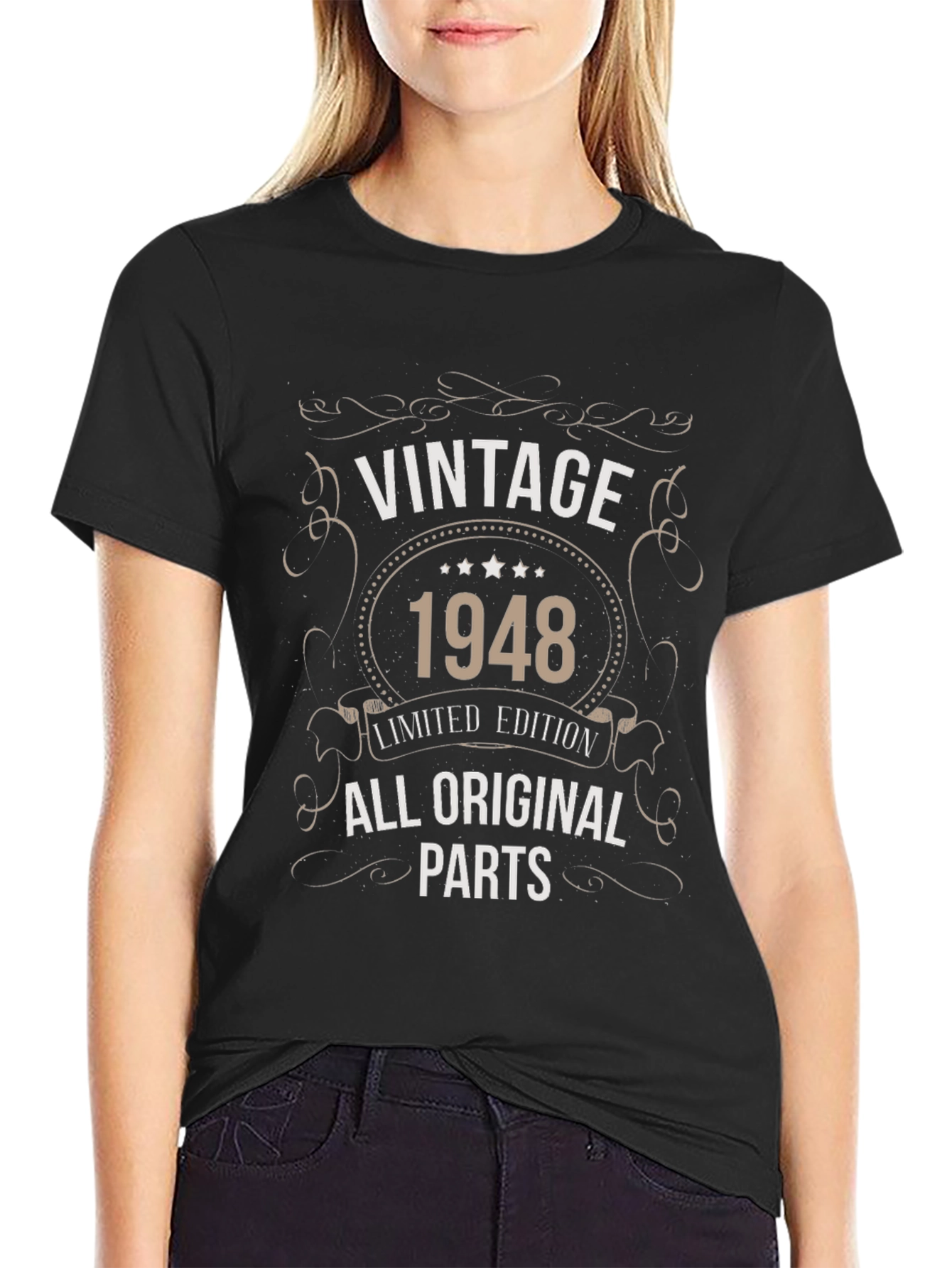 Black Vintage 1948 All Original Parts T-Shirt view 2