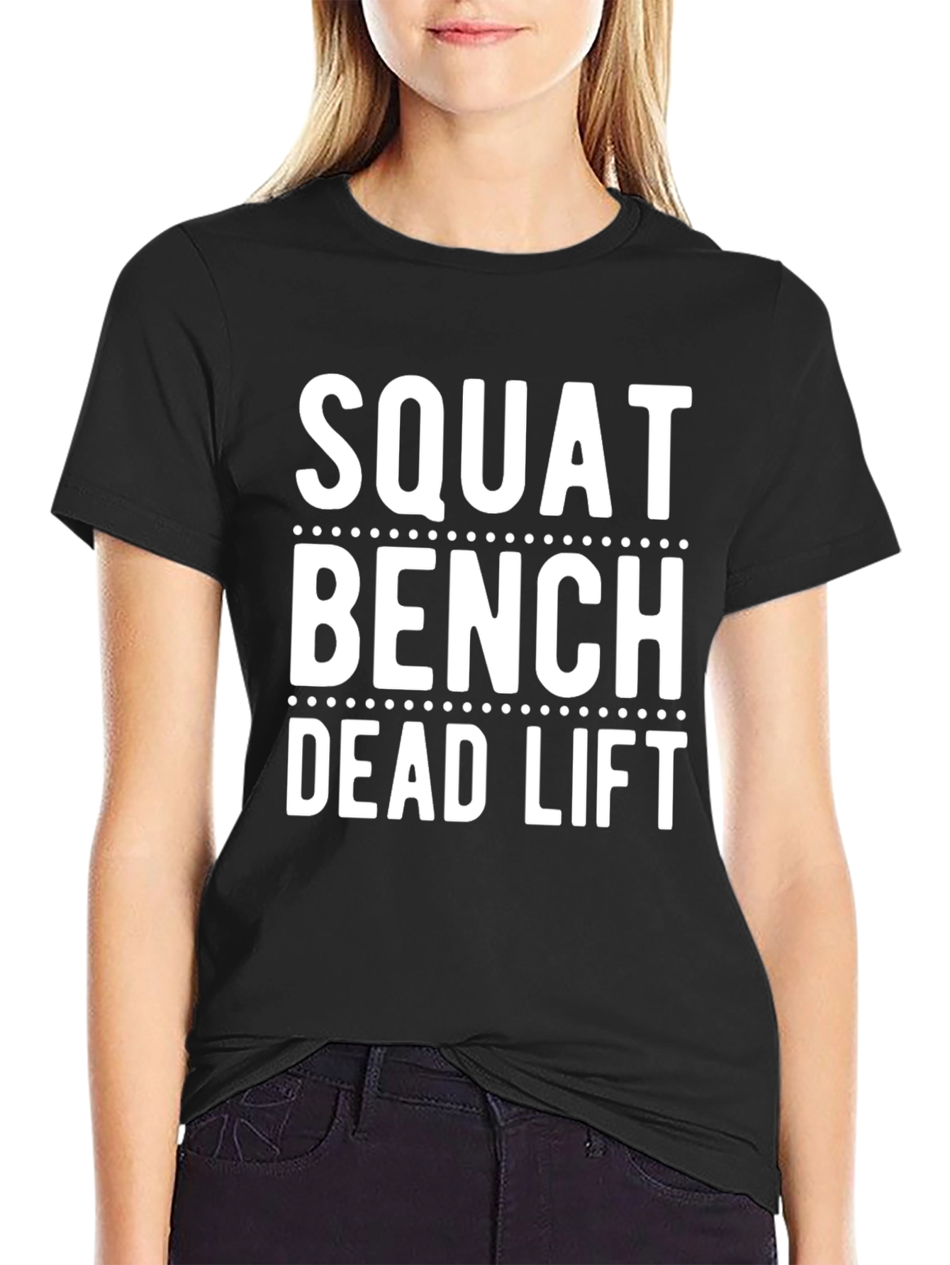 Black Squat Bench Deadlift Gym Workout Black T-Shirt view 2