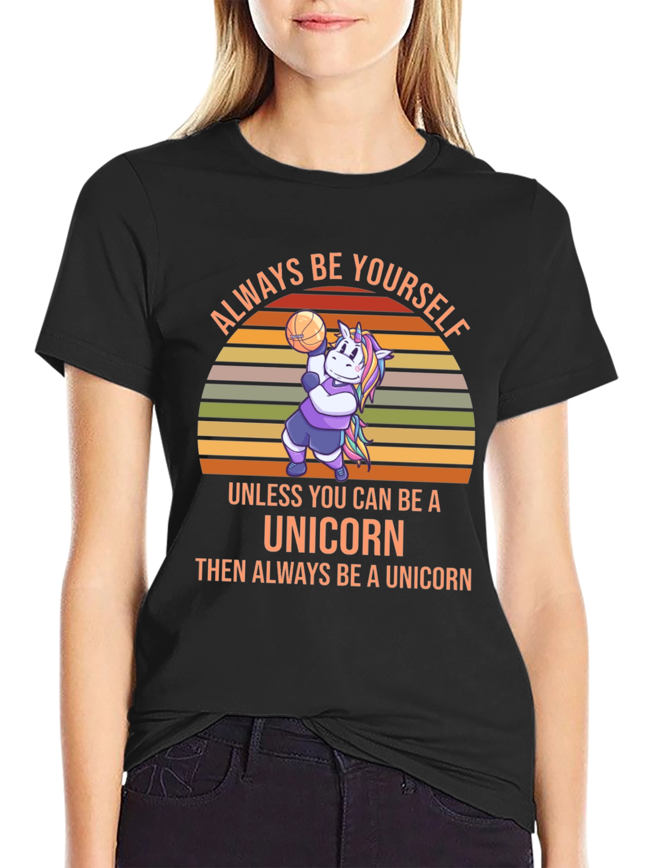 Black Always Be Yourself Unicorn T-Shirt view 2