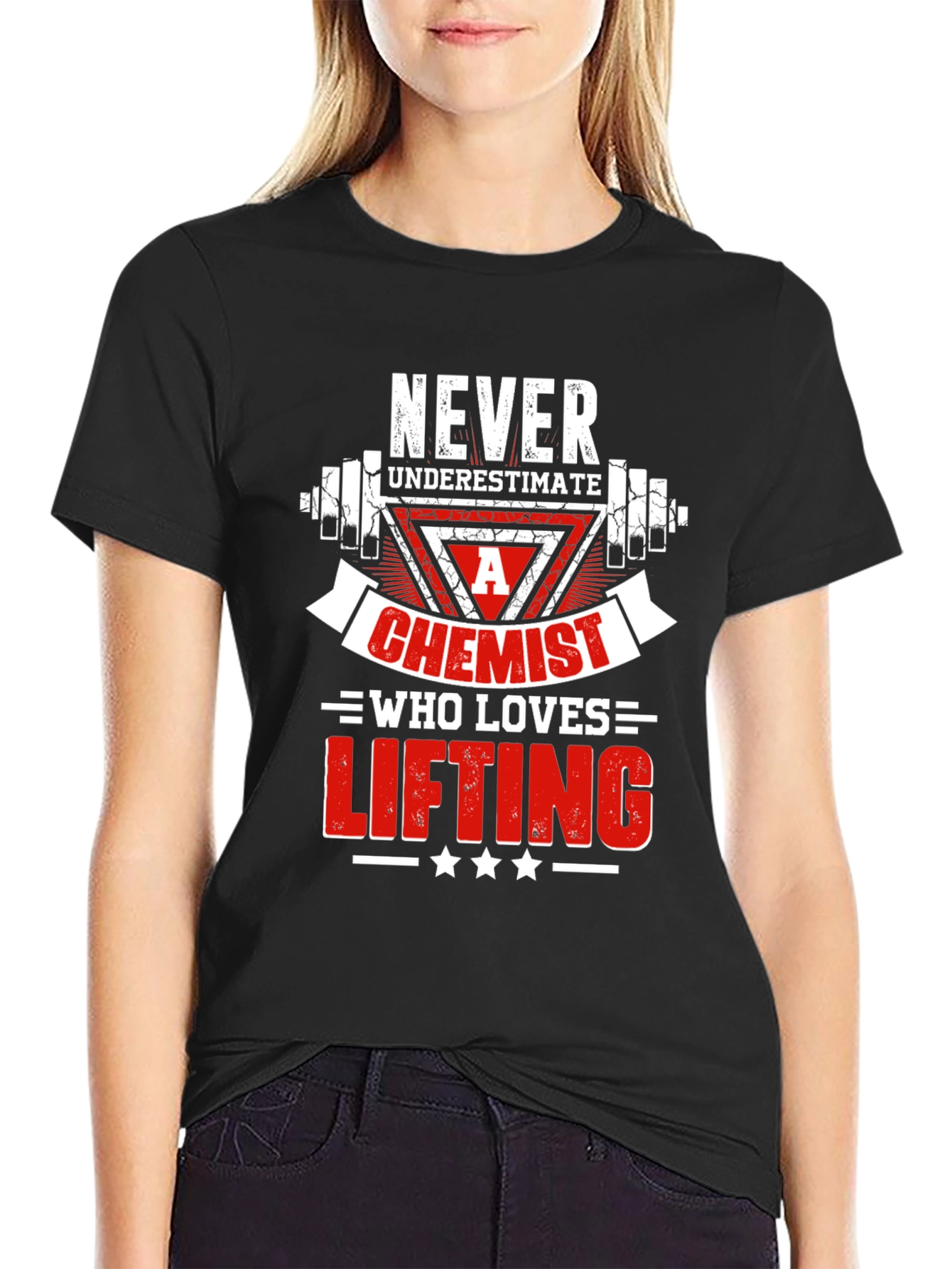 Black Chemist Who Loves Lifting Black T-Shirt view 2
