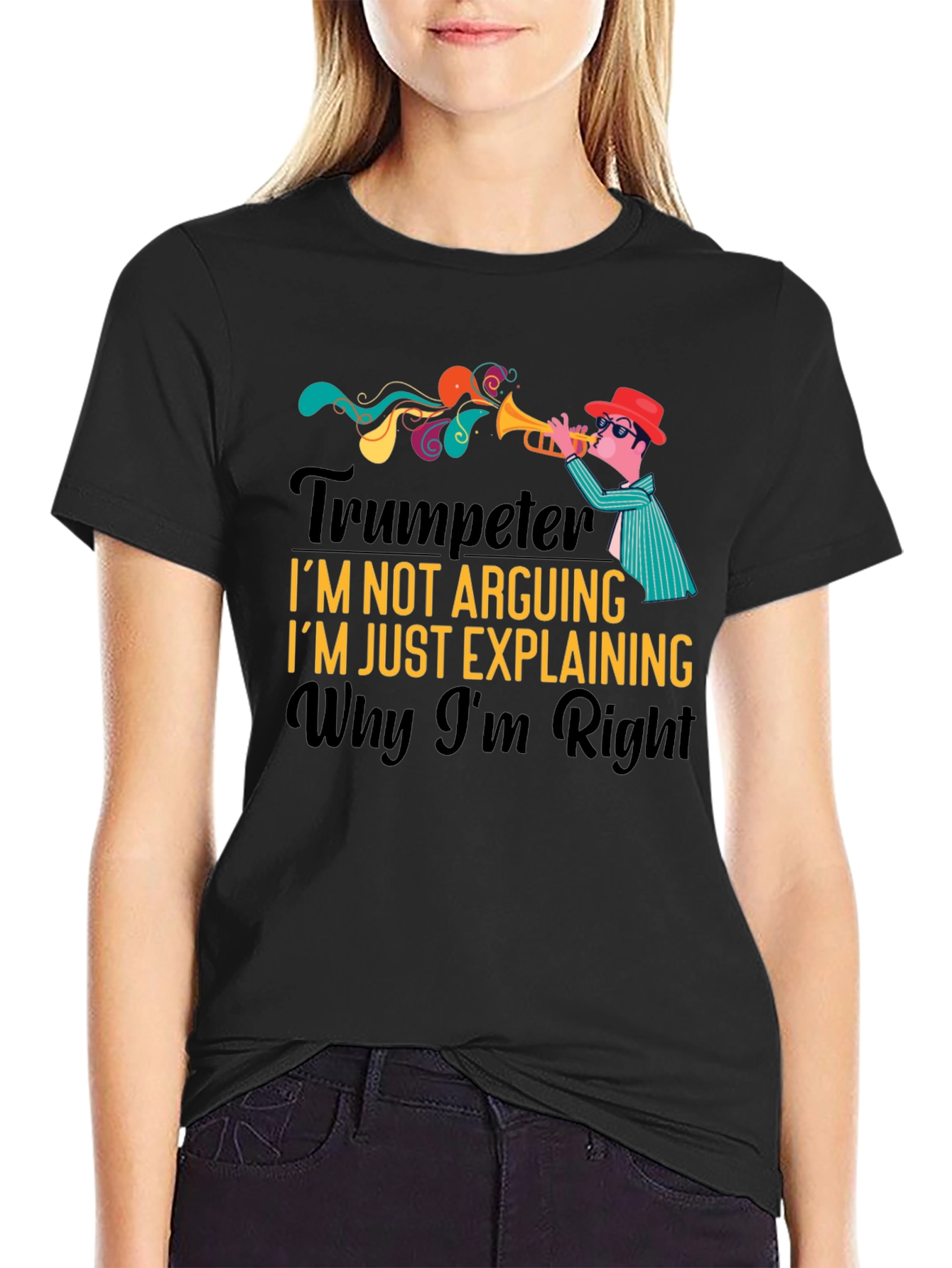 Black Trumpeter Funny T-Shirt - I'm Not Arguing, I'm Just Explaining view 2