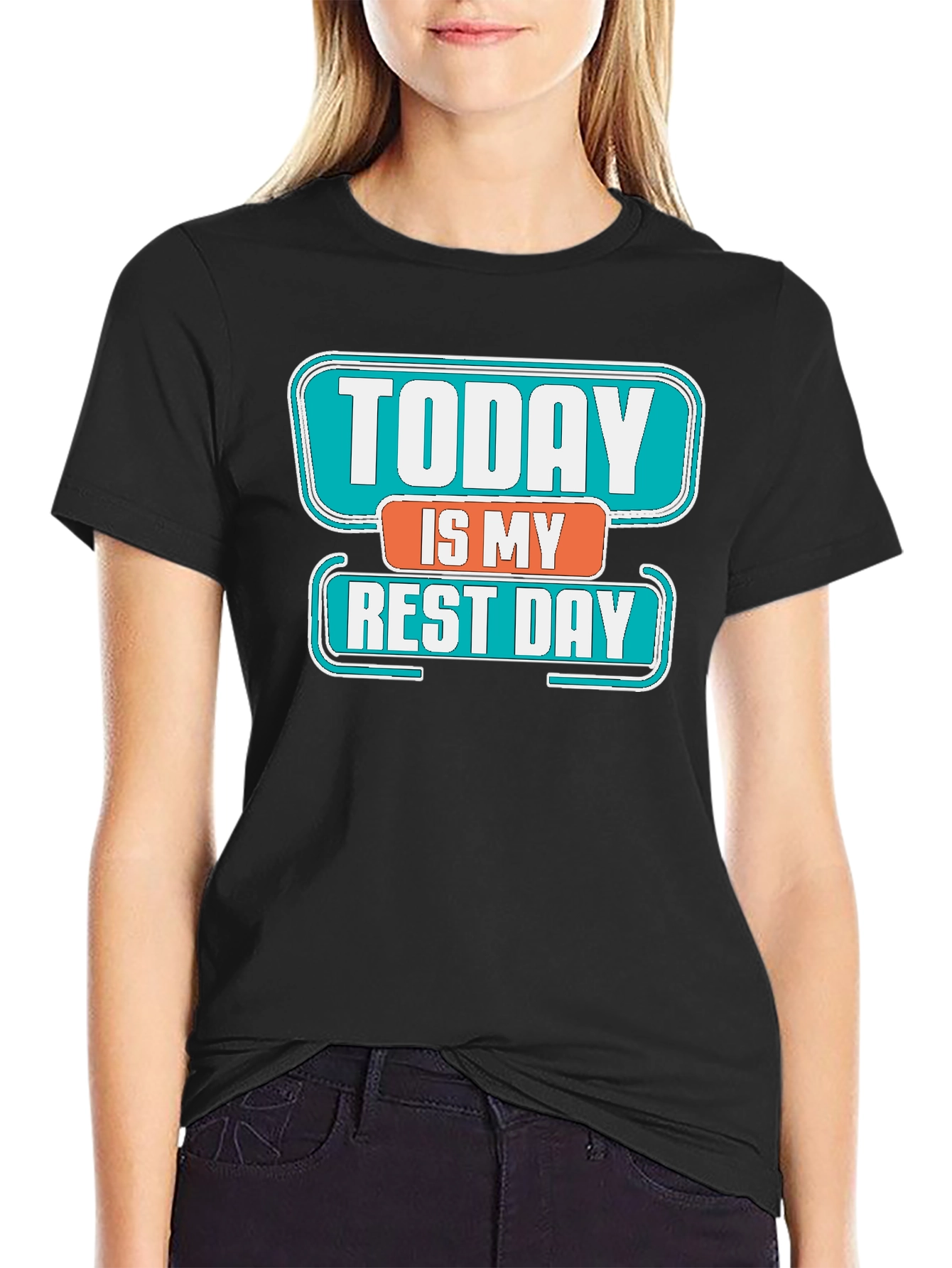 Black Today Is My Rest Day Graphic Tee - Black view 2