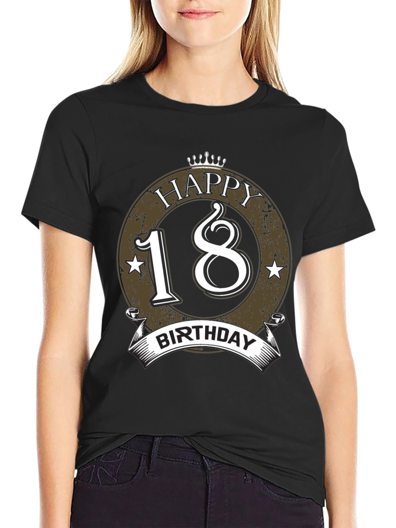 Black Happy 18th Birthday Black T-Shirt view 2