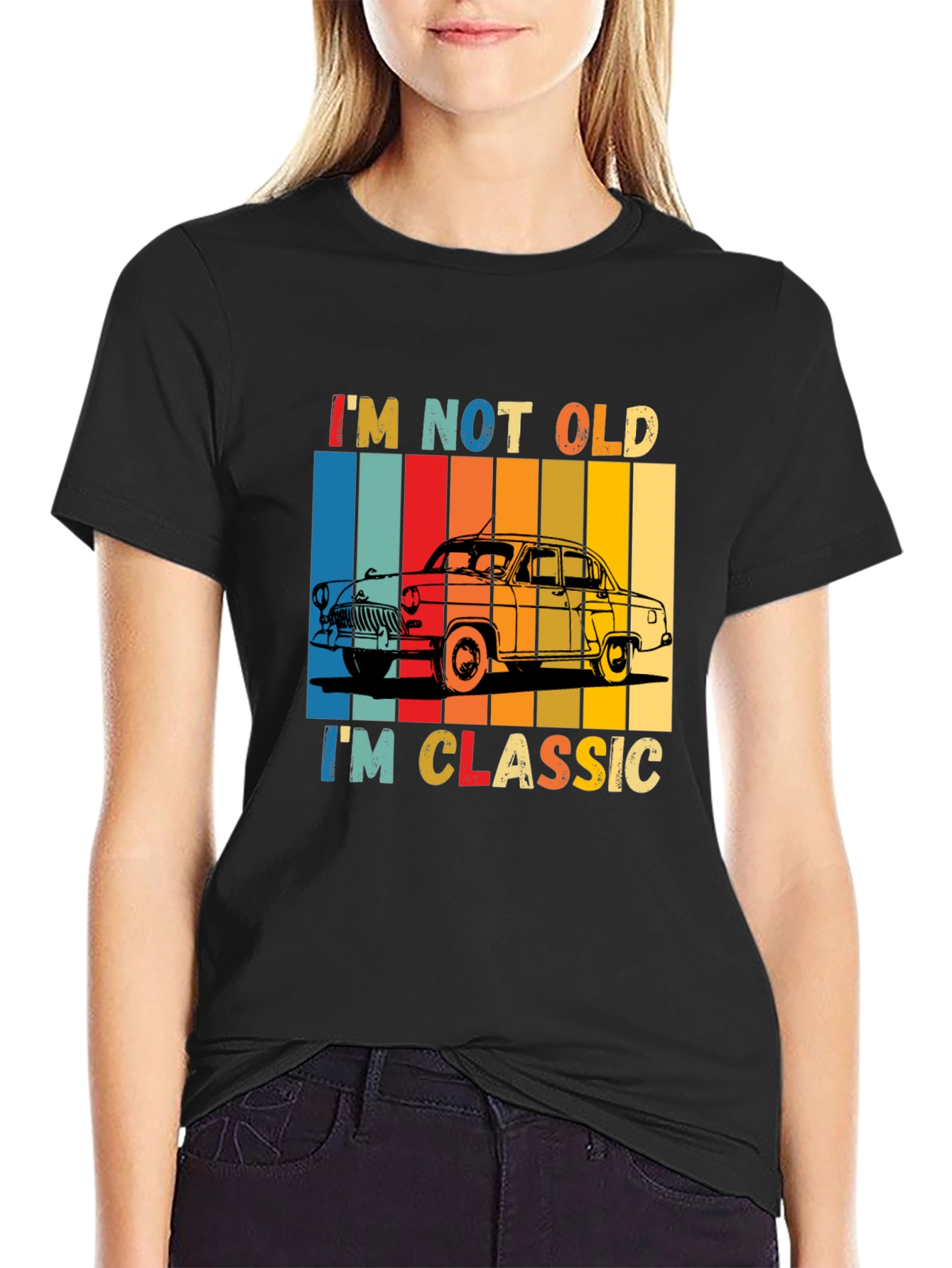 Black Classic Car T-Shirt - "I'm Not Old, I'm Classic" view 2