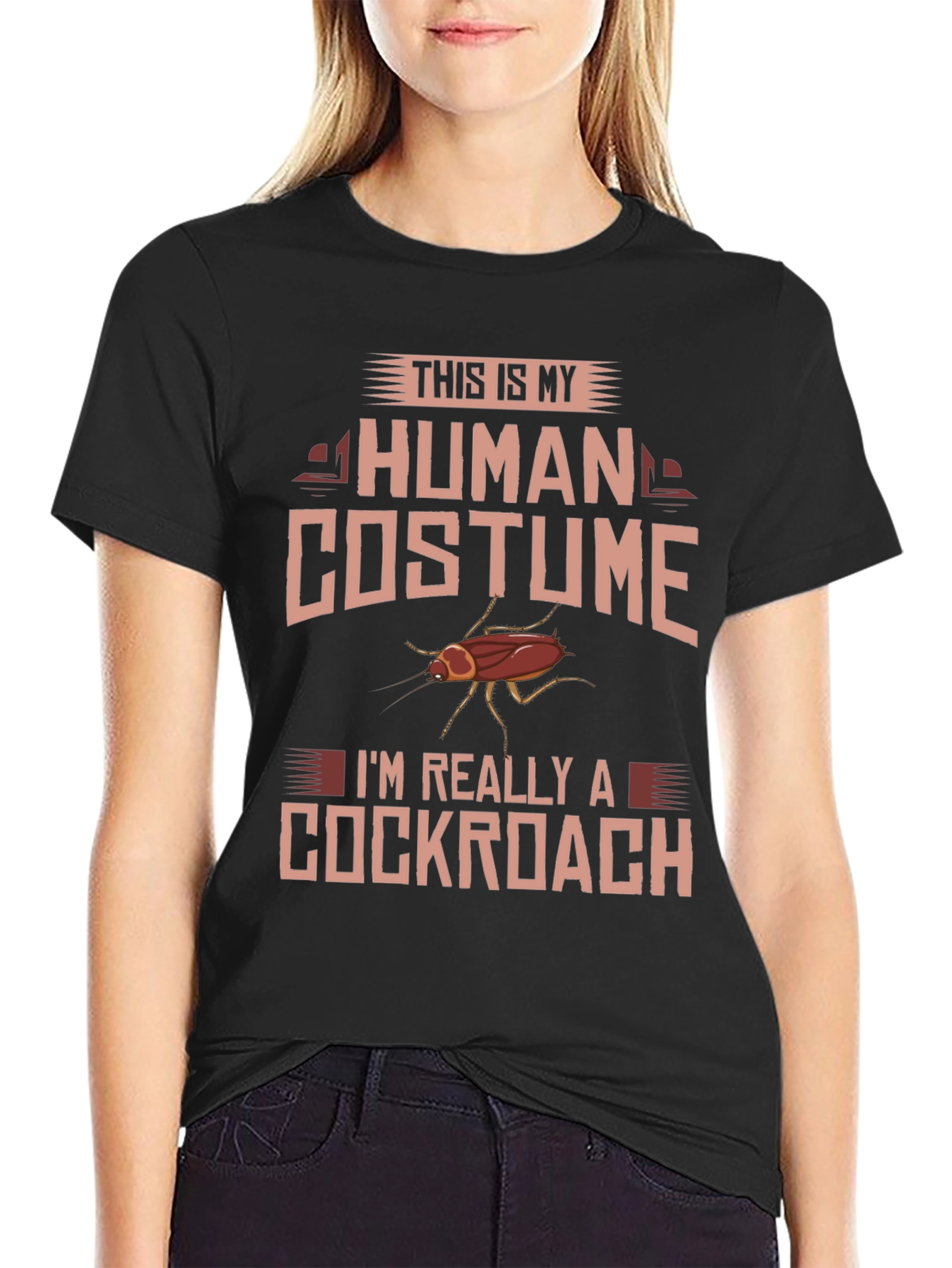 Black Human Costume Cockroach T-Shirt view 2