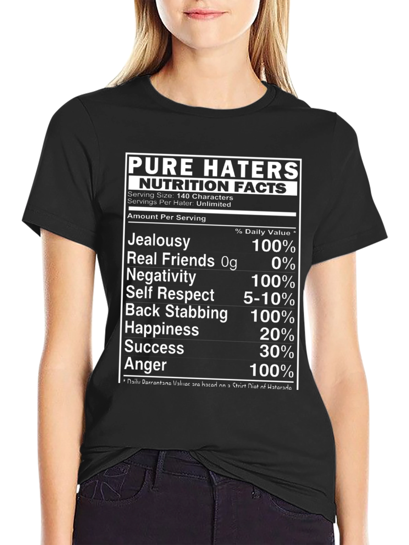 Black Pure Haters Nutrition Facts Black T-Shirt view 2