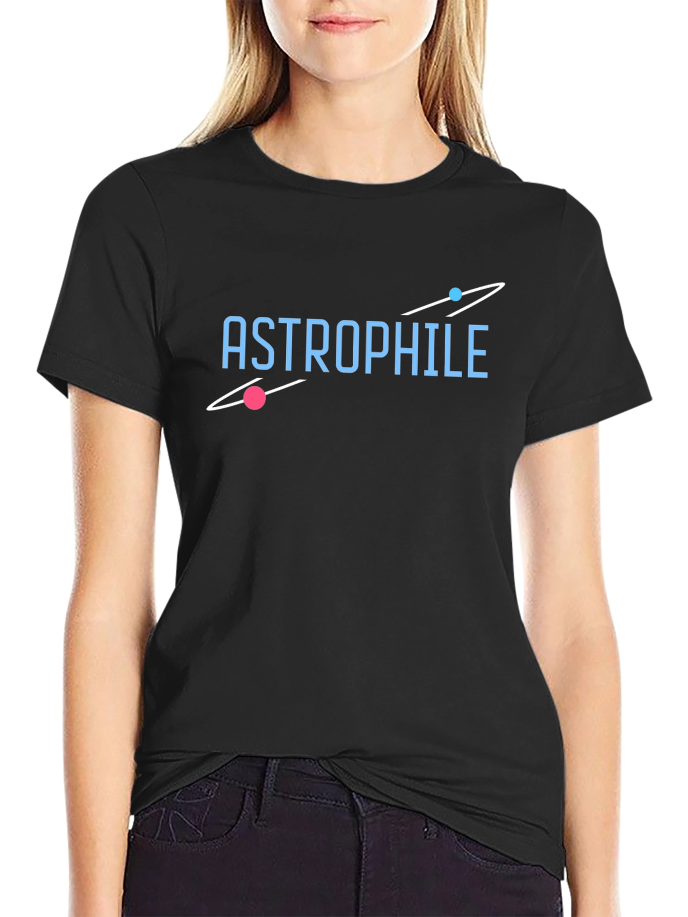 Black Astrophile Graphic Tee - Space Lover T-Shirt view 2