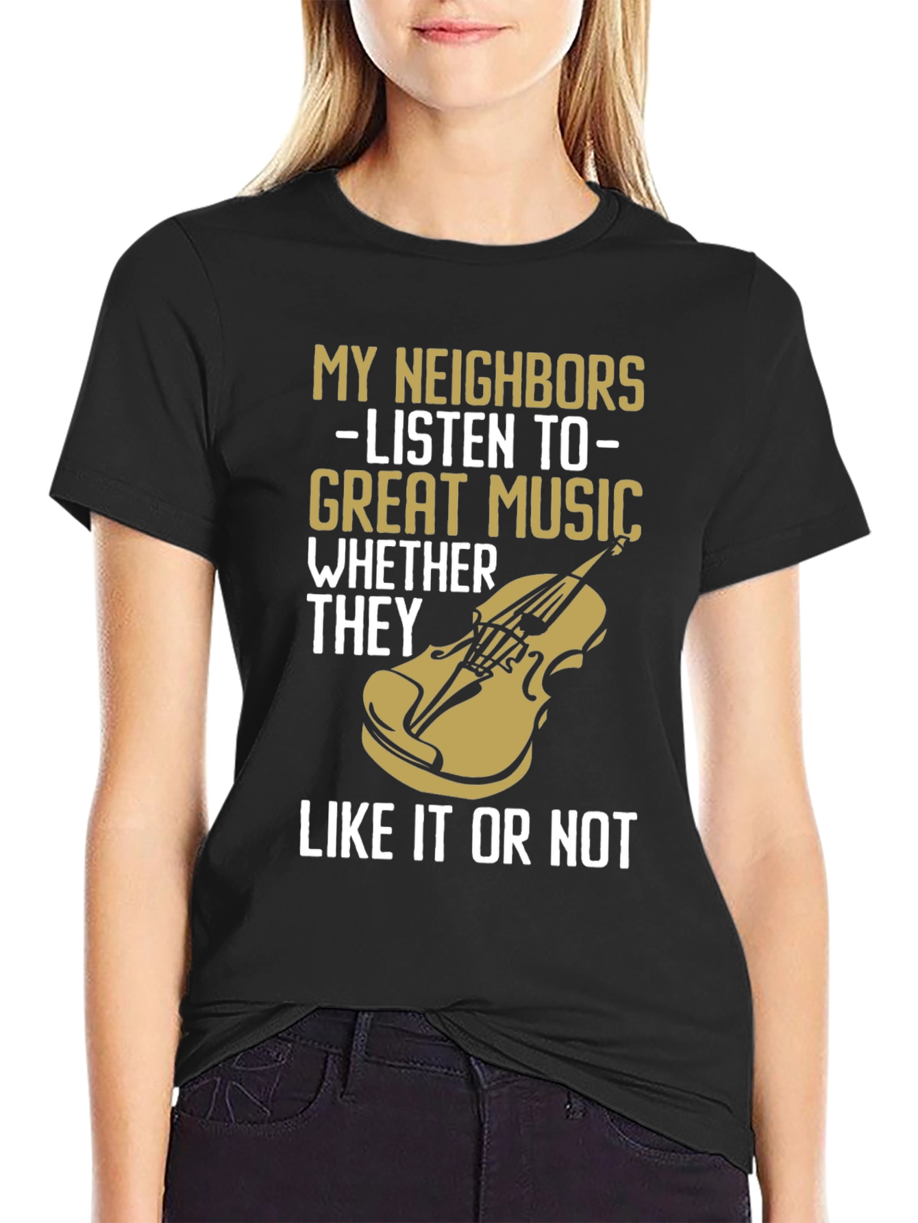 Black My Neighbors Listen To Great Music T-Shirt view 2