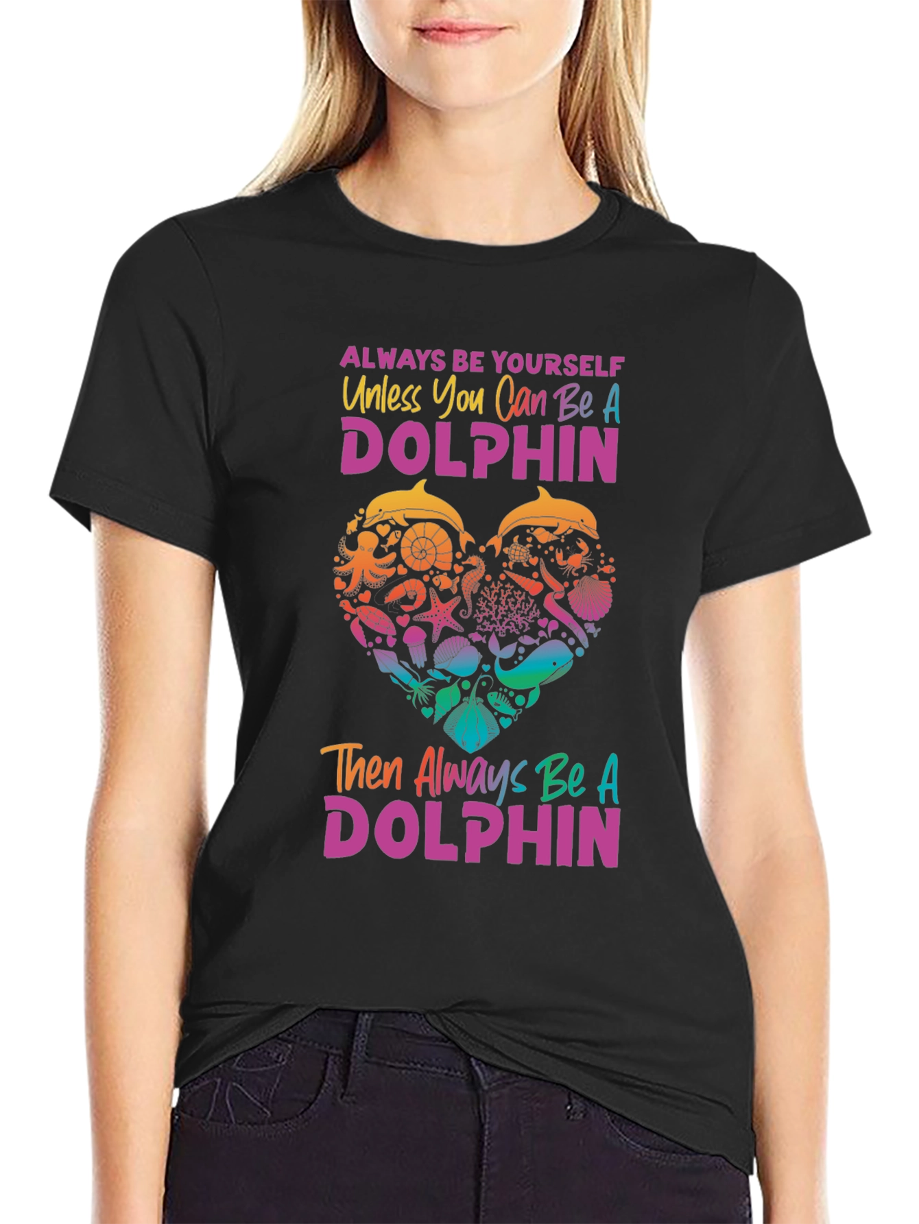 Always Be Yourself Dolphin Graphic Tee - 2