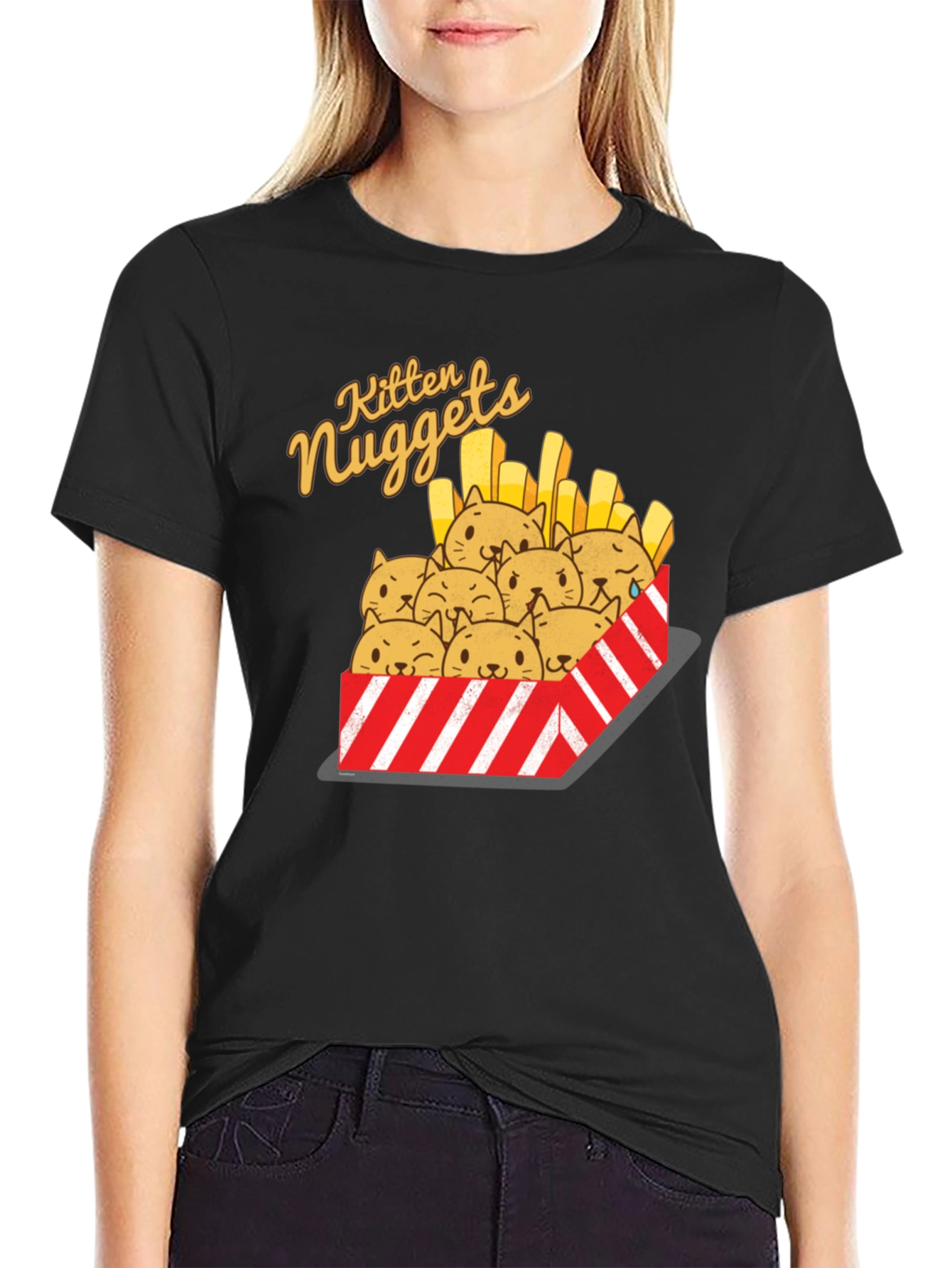 Black Kitten Nuggets Graphic T-Shirt view 2