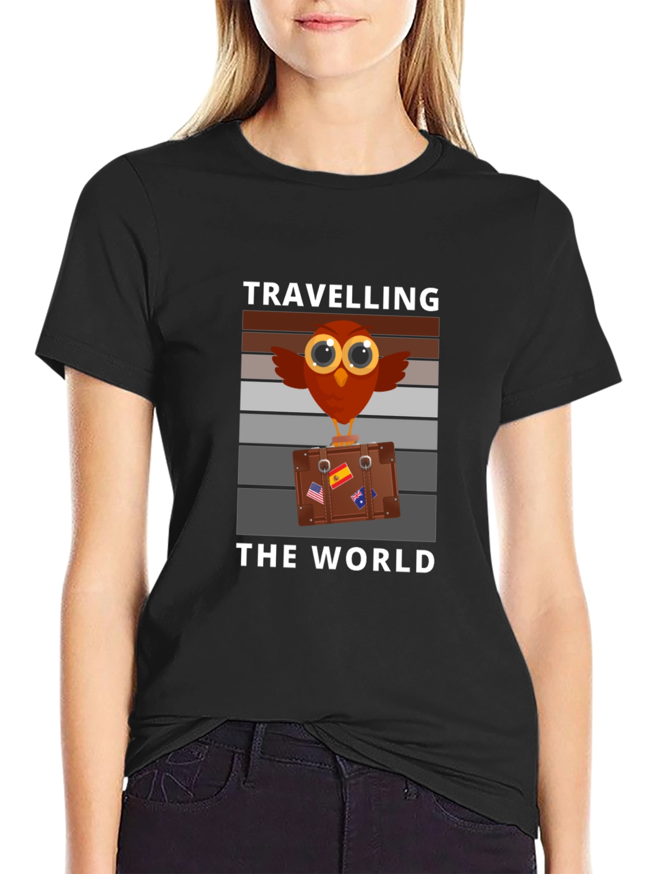 Black Traveling the World Graphic Tee view 2