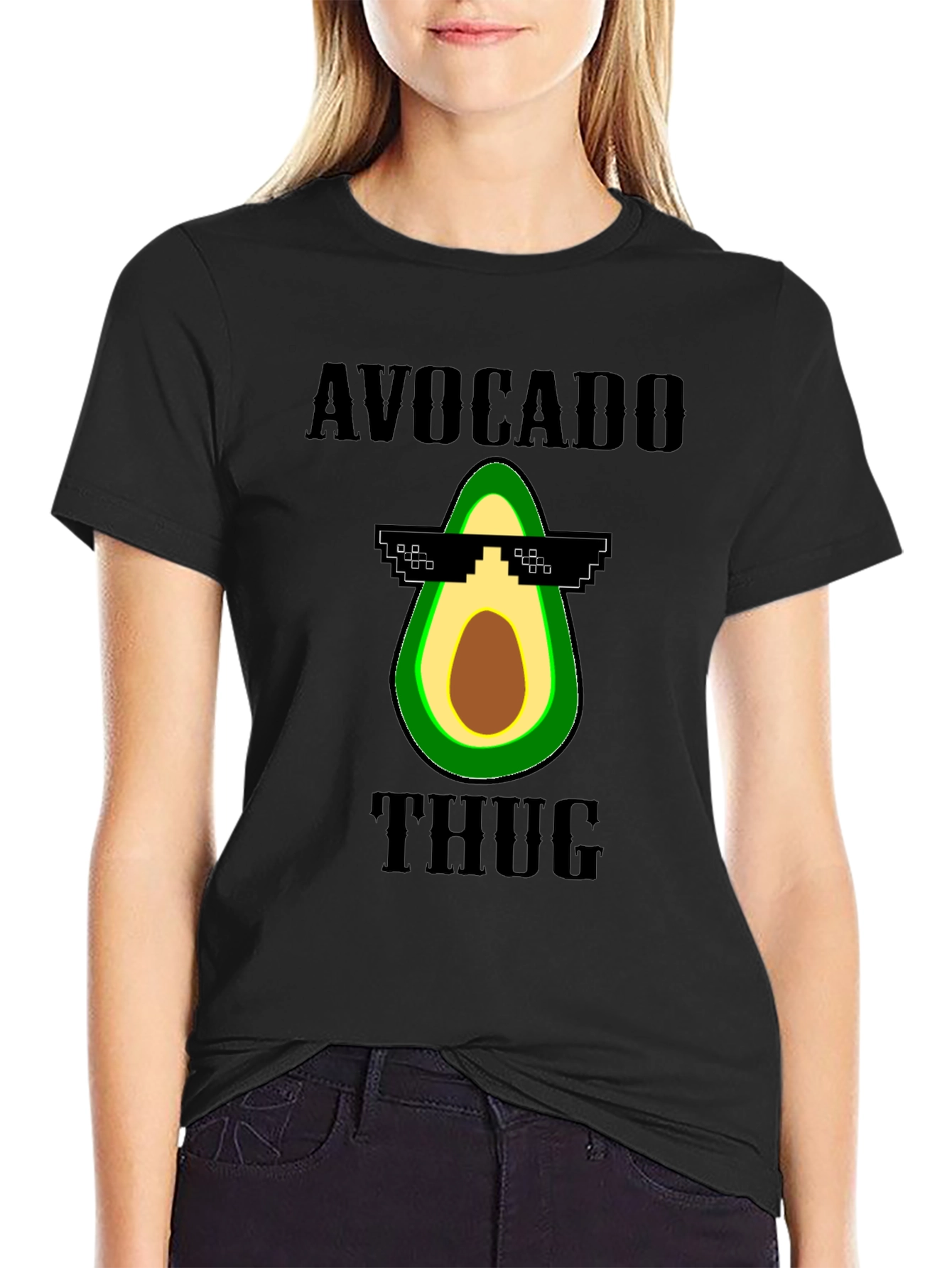 Black Avocado Thug Life Graphic Tee - Funny Novelty T-Shirt view 2