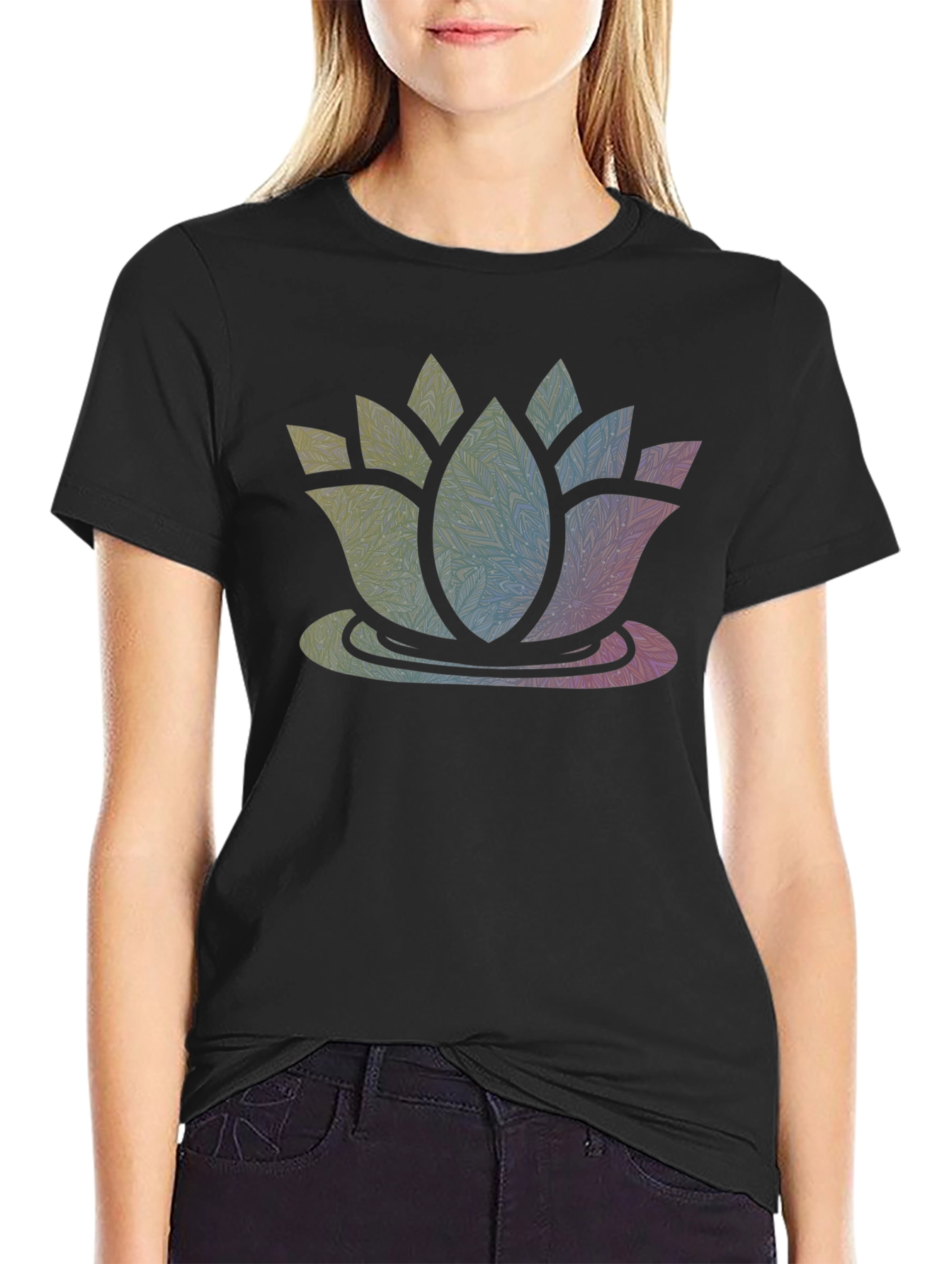 Black Lotus Mandala Graphic T-Shirt view 2