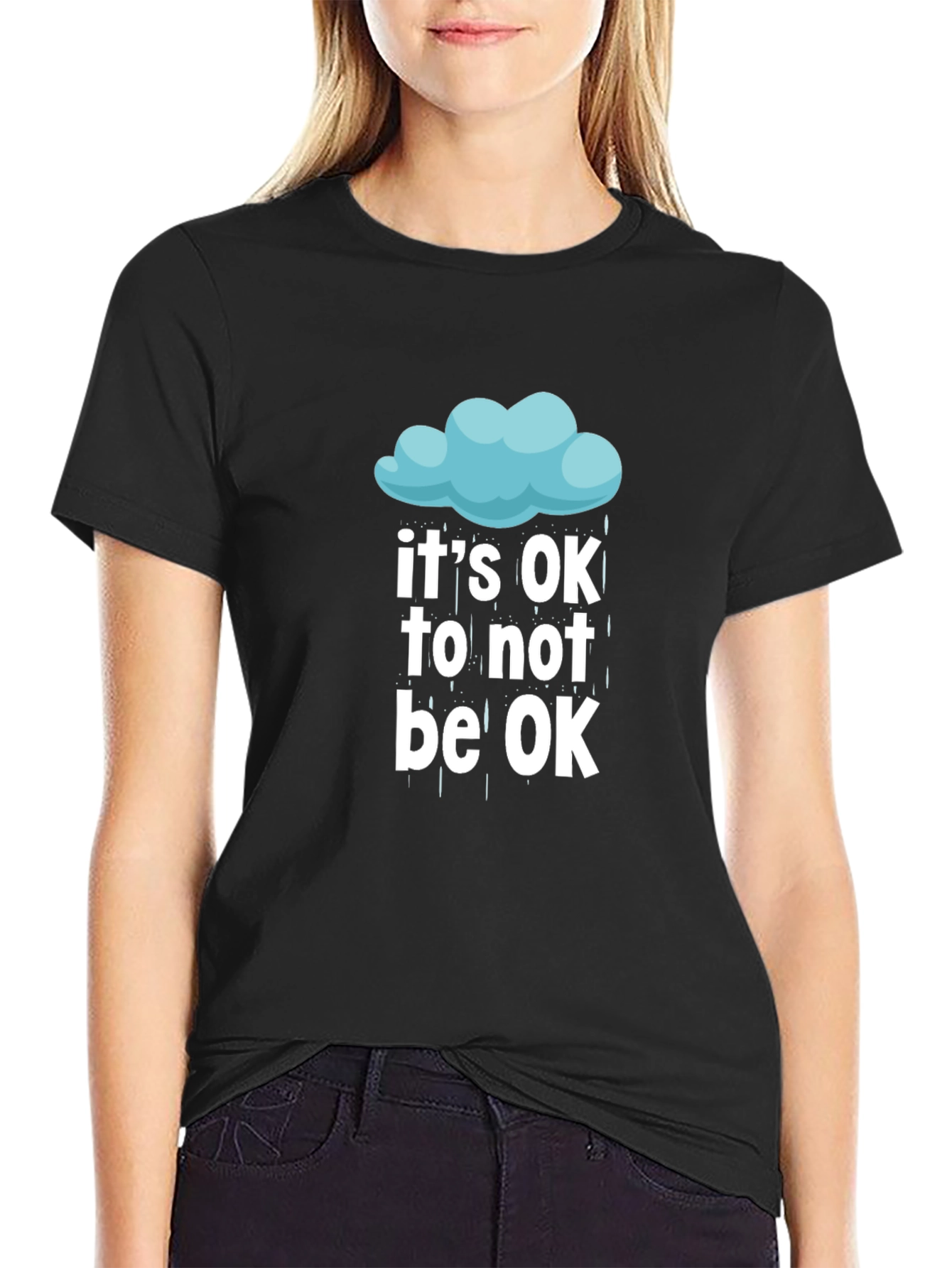 Black It's OK To Not Be OK T-Shirt view 2