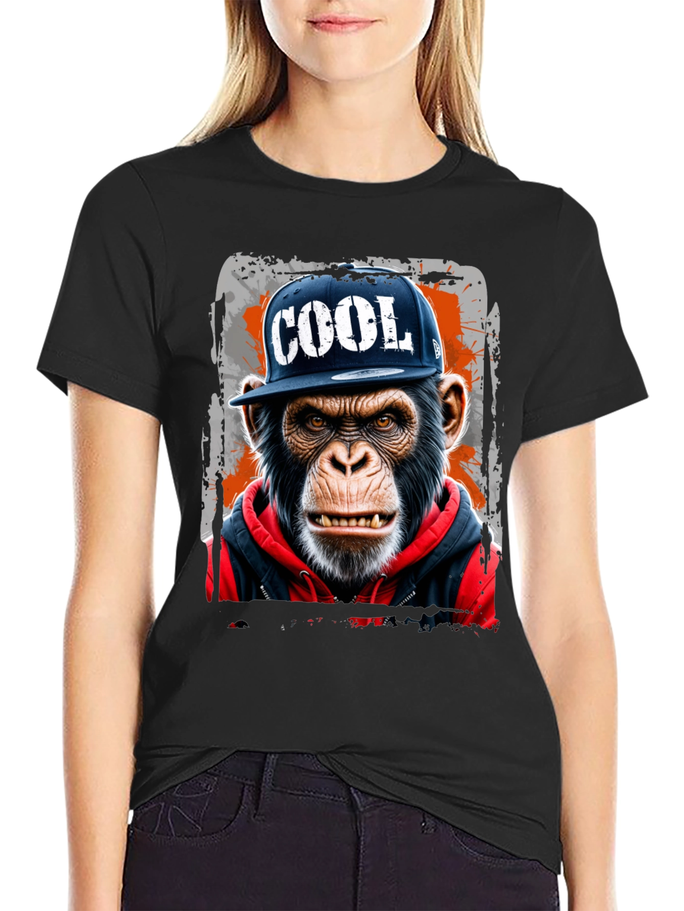 Black Cool Ape Graphic Tee - Urban Style T-Shirt view 2