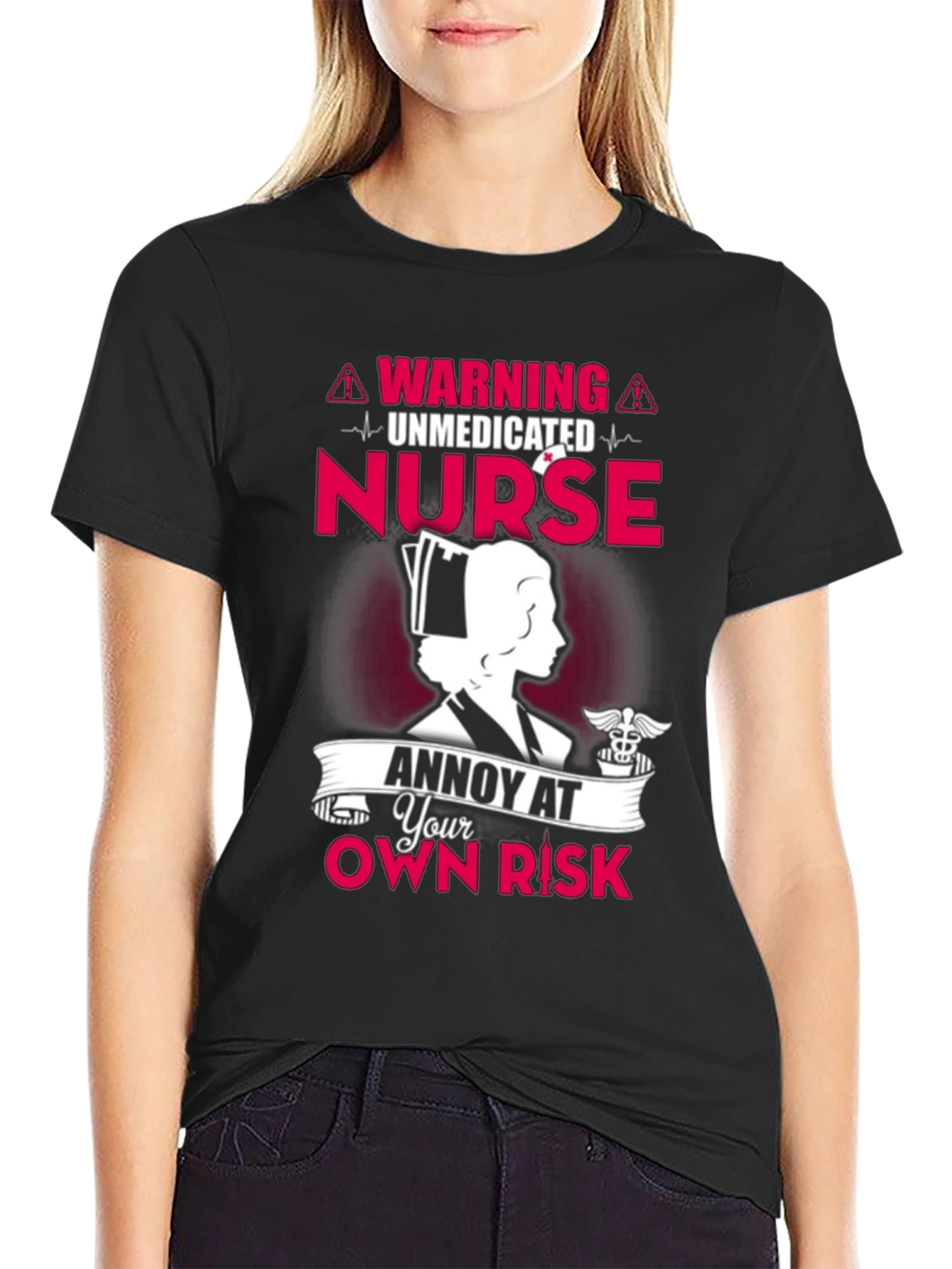 Black Unmedicated Nurse T-Shirt - Annoy At Your Own Risk! view 2
