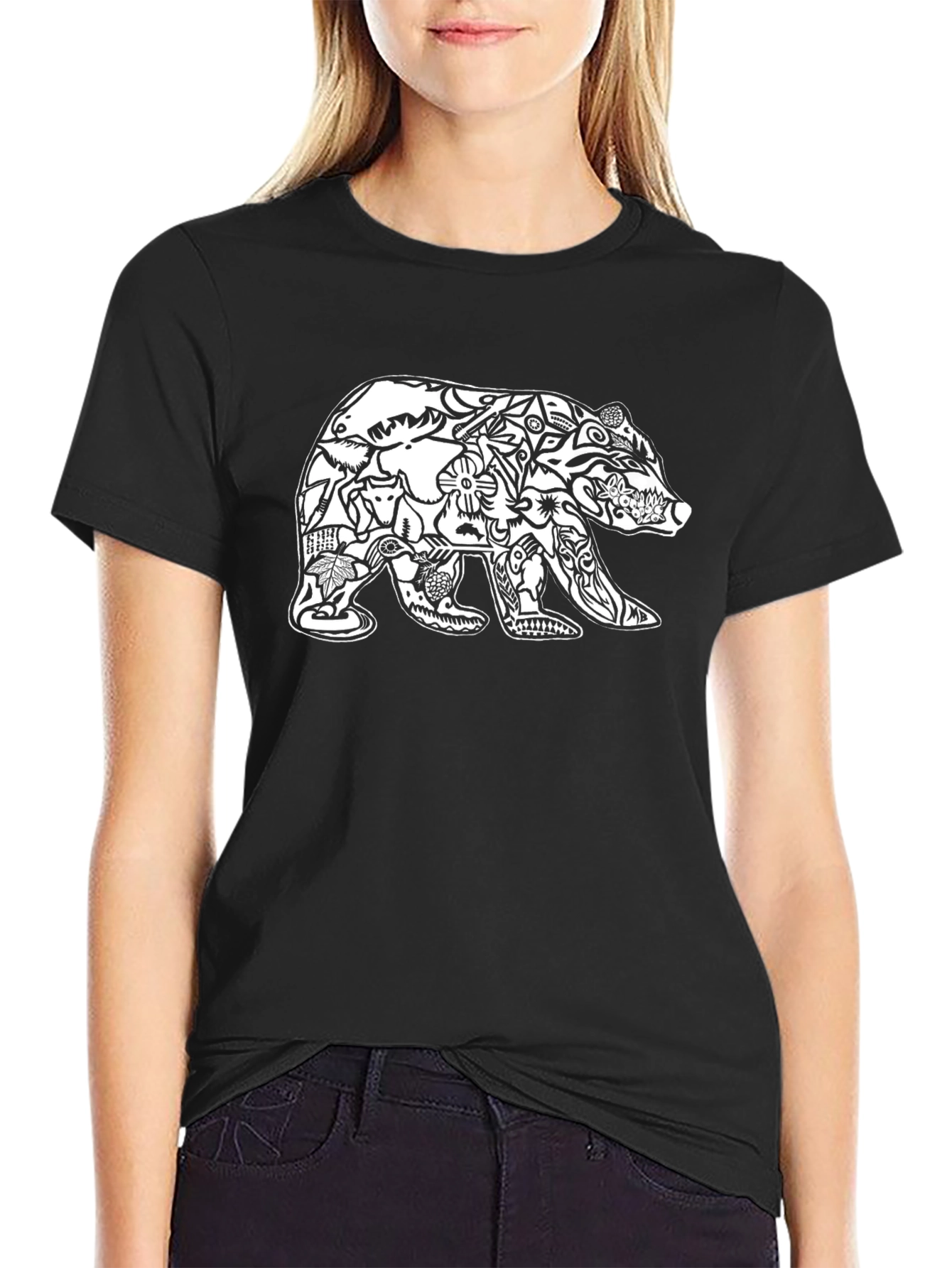 Black Black Bear Art Print T-Shirt view 2