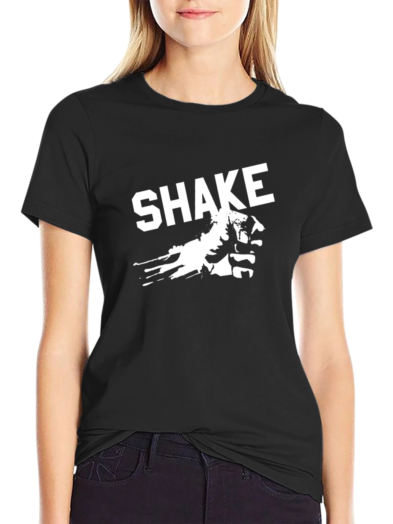 Black Shake Graphic Print Black T-Shirt view 2