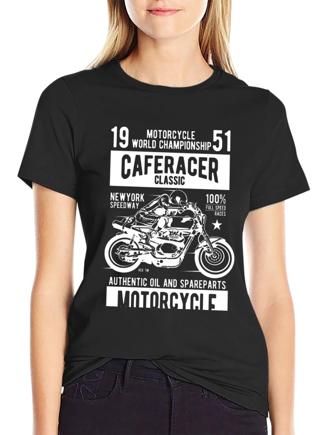 Black Cafe Racer Motorcycle T-Shirt - Vintage Graphic Tee view 2