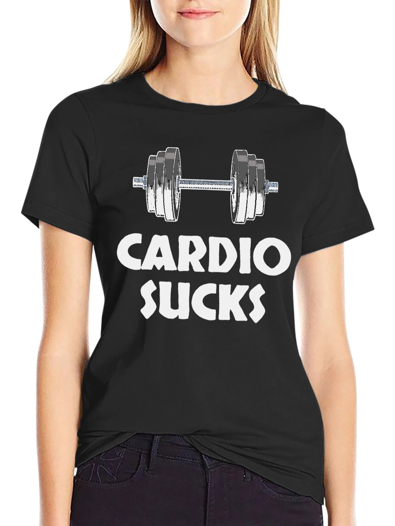 Black Cardio Sucks Gym T-Shirt - Funny Workout Tee view 2