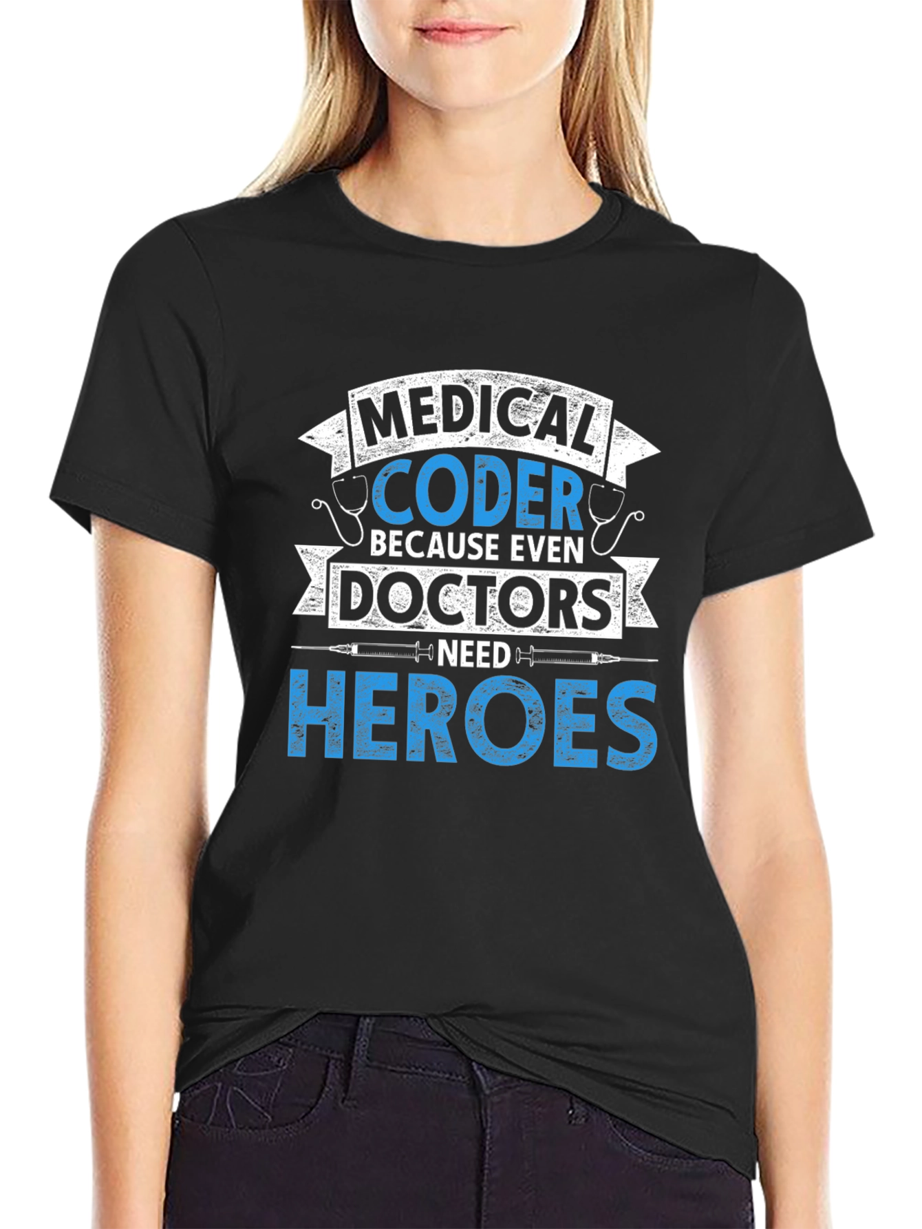 Black Medical Coder Hero T-Shirt view 2