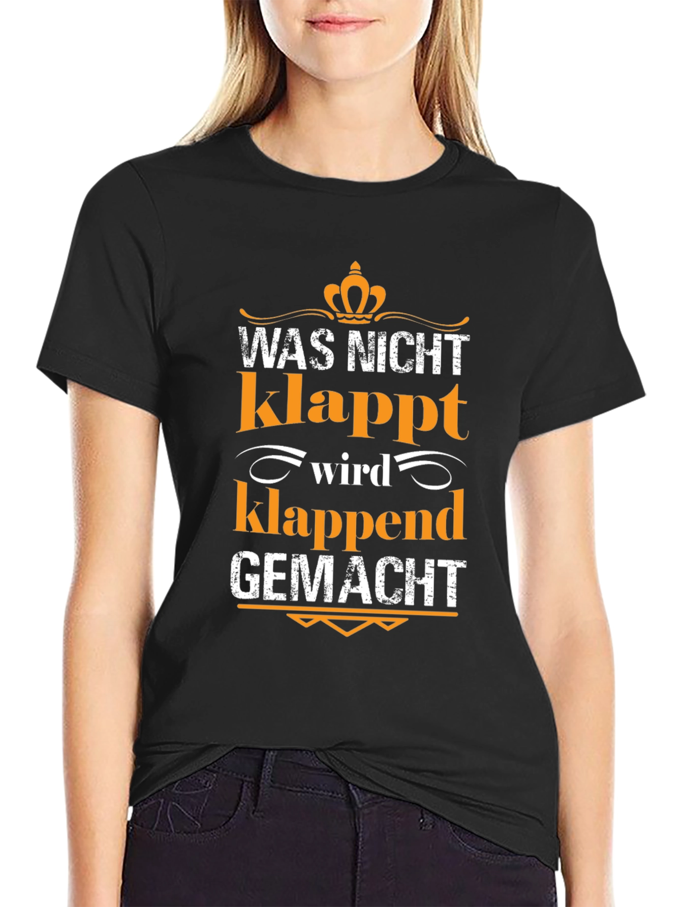 Black Funny German Saying T-Shirt - Was Nicht Klappt view 2