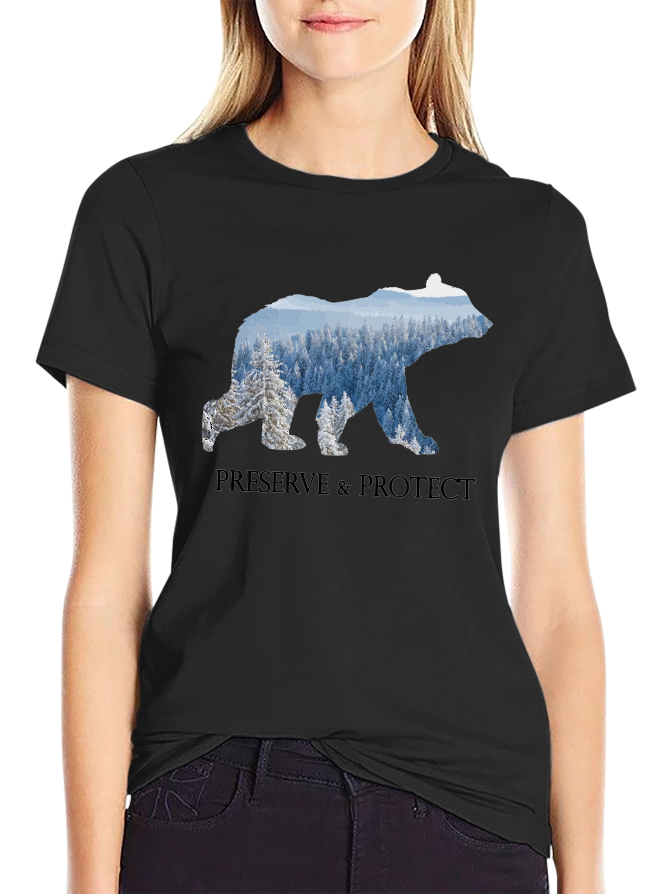 Black Preserve & Protect Bear Graphic T-Shirt view 2
