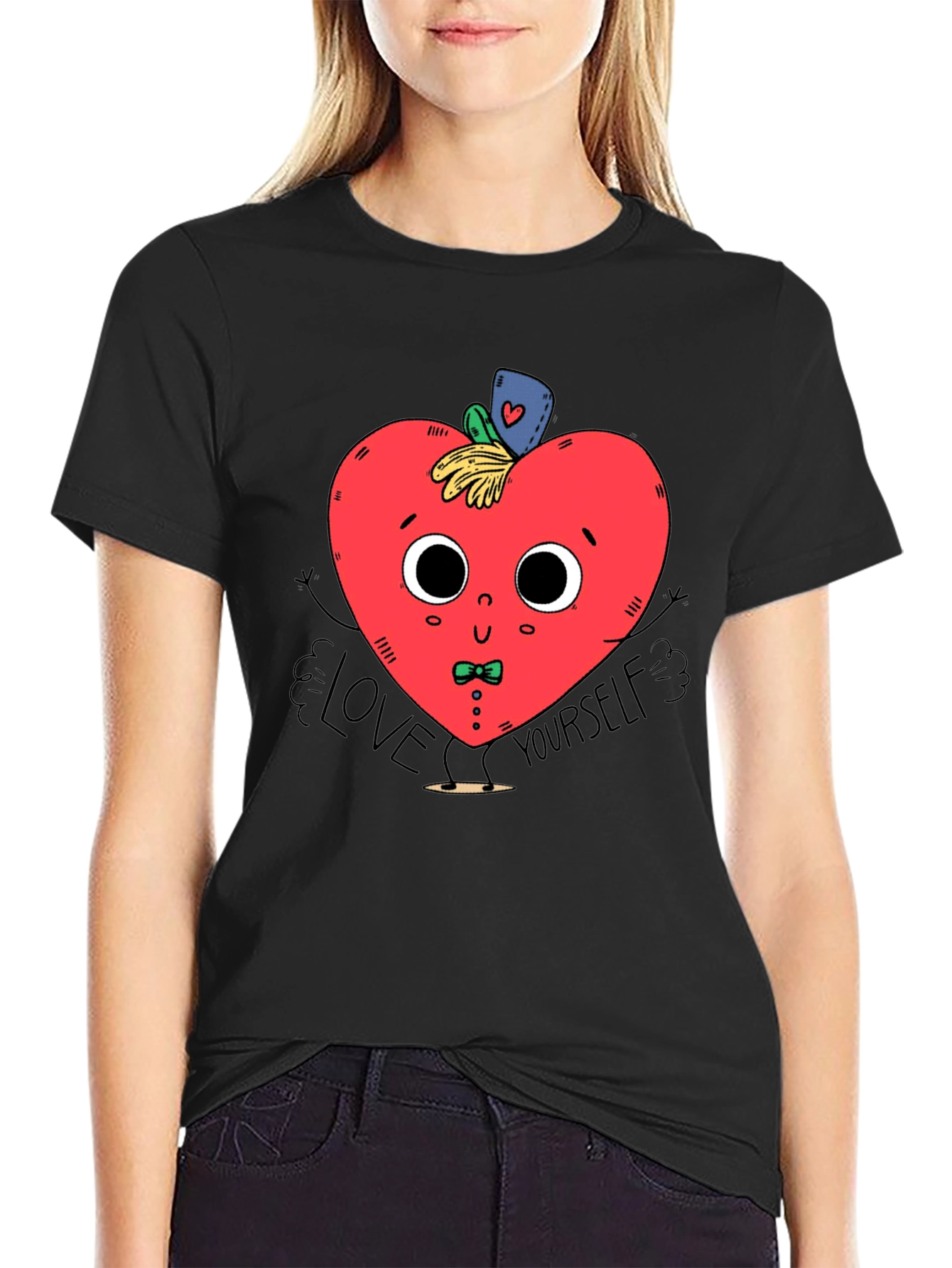 Black Love Yourself Heart Graphic T-Shirt view 2