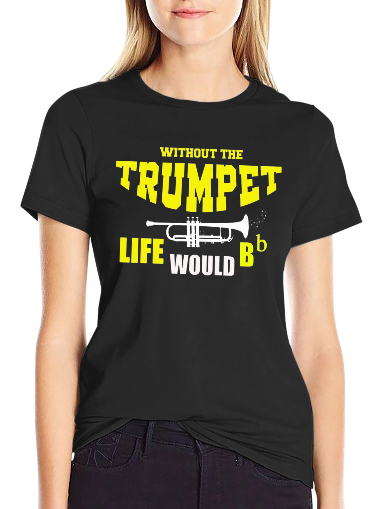 Black Trumpet Music Humor Graphic Tee view 2