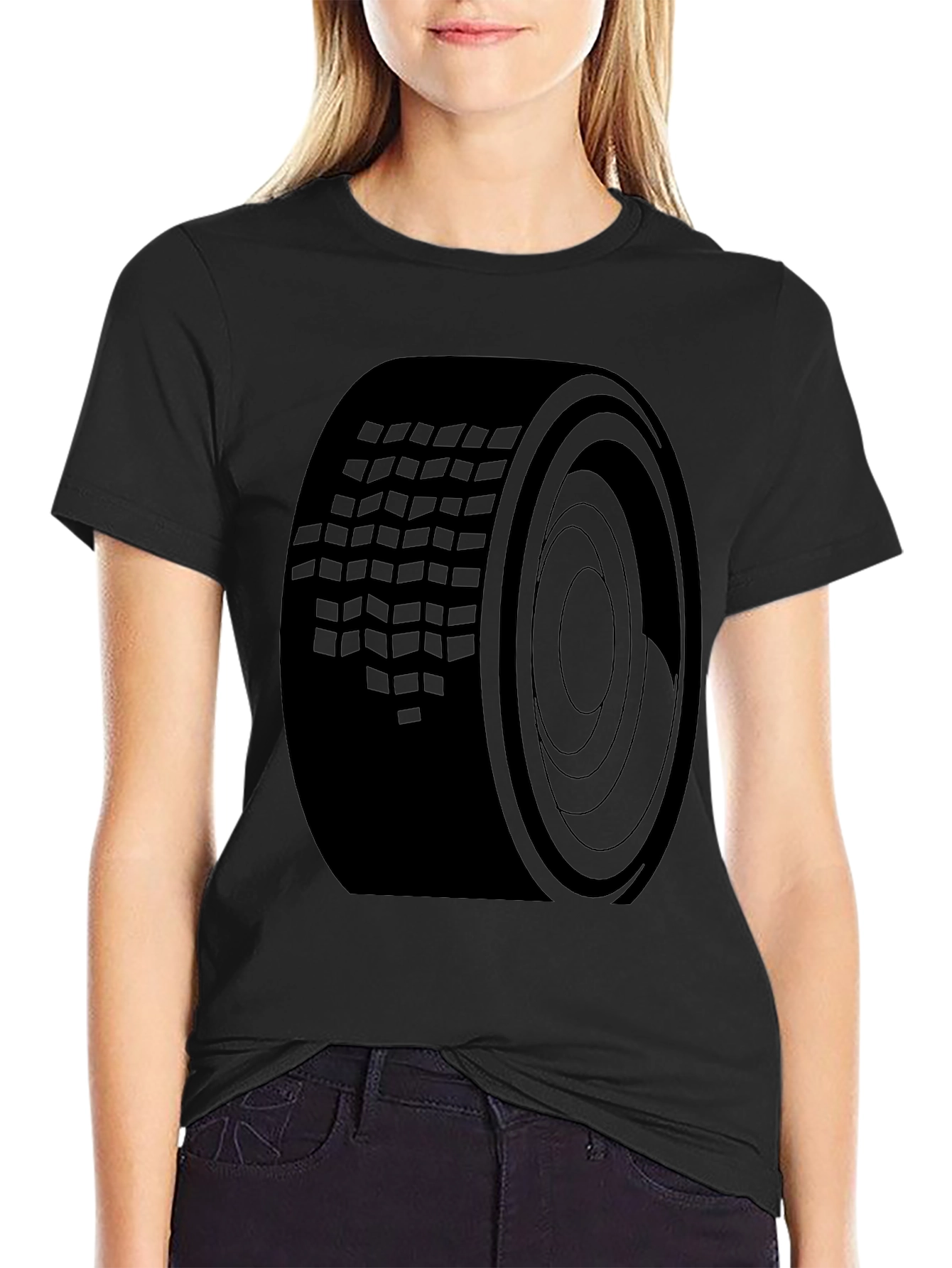 Black Black Tire Tread Graphic Tee - Modern Style view 2