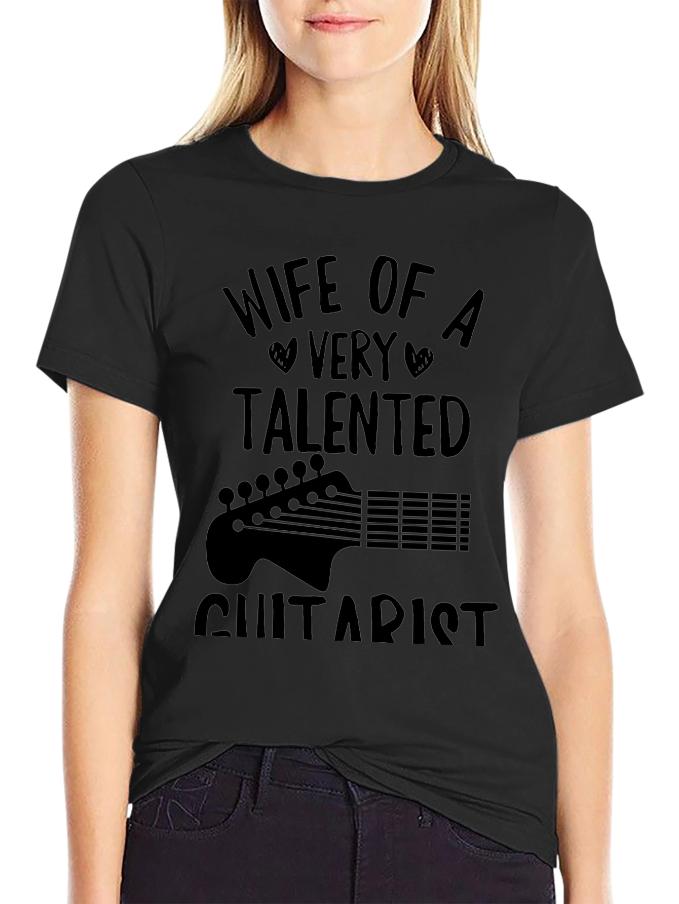 Black Wife of a Talented Guitarist Black T-Shirt view 2