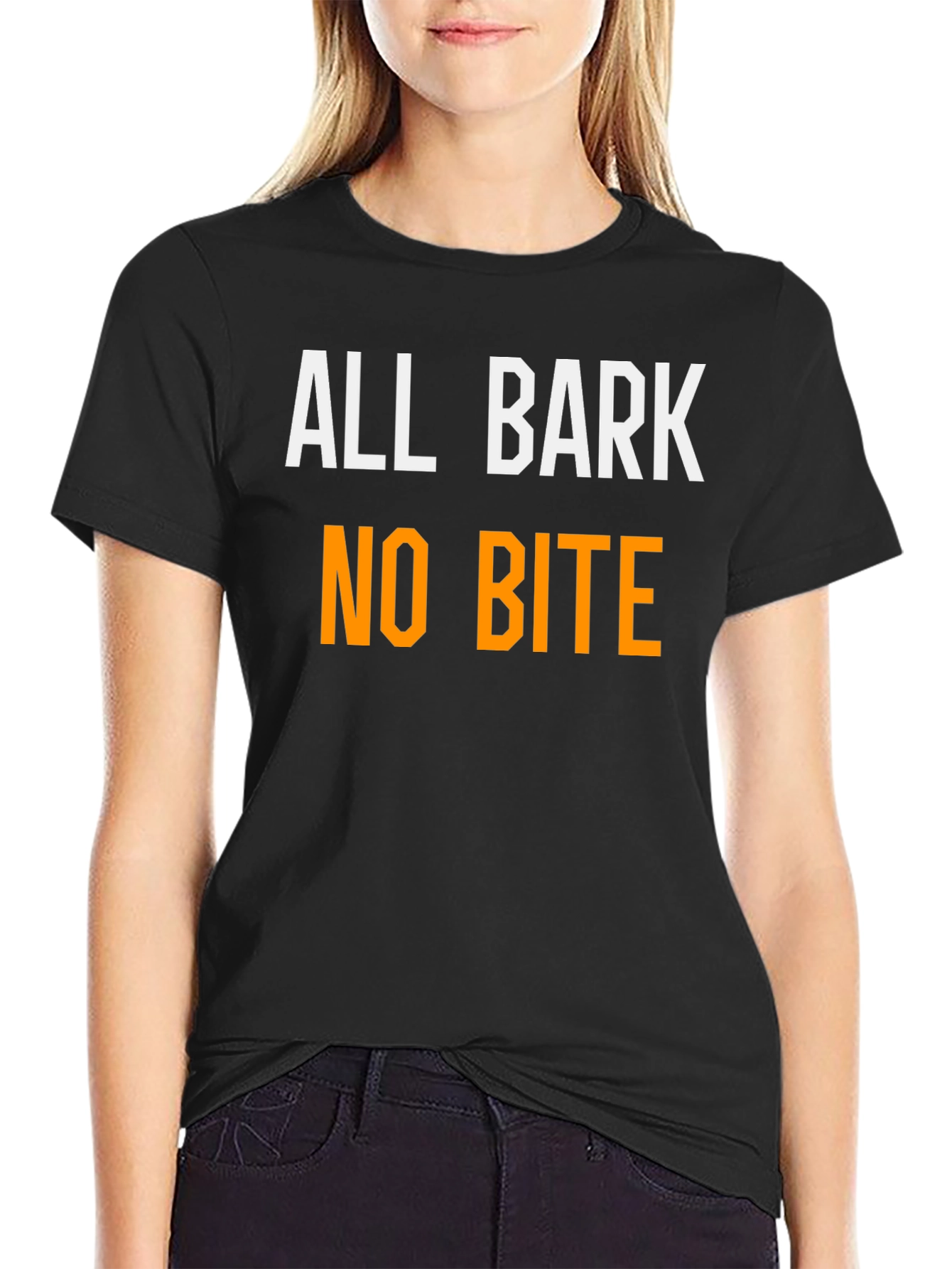 Black All Bark No Bite Funny T-Shirt view 2