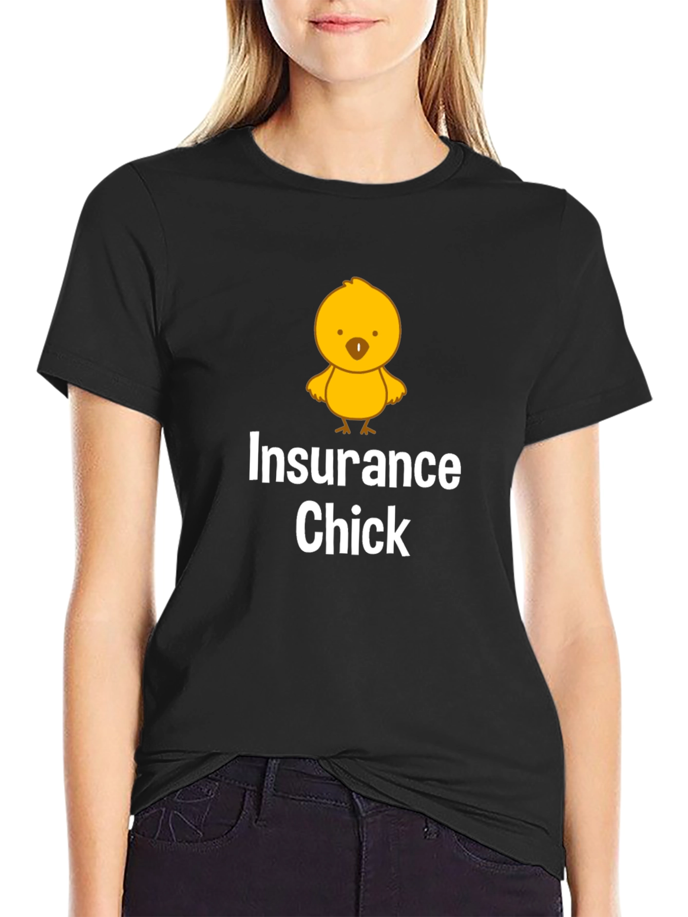Black Insurance Chick T-Shirt - Funny & Unique Design view 2