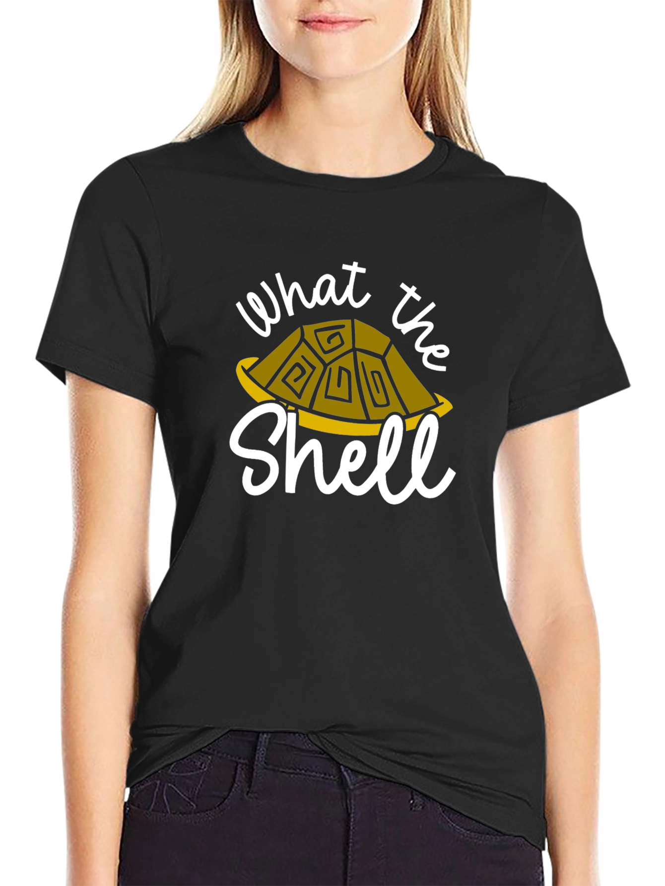 Black What the Shell T-Shirt - Turtle Graphic Tee view 2