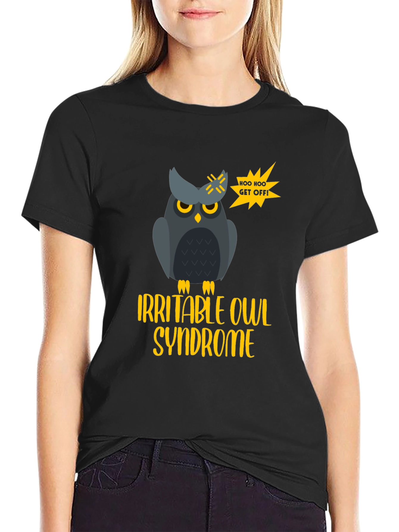 Black Irritable Owl Syndrome T-Shirt view 2