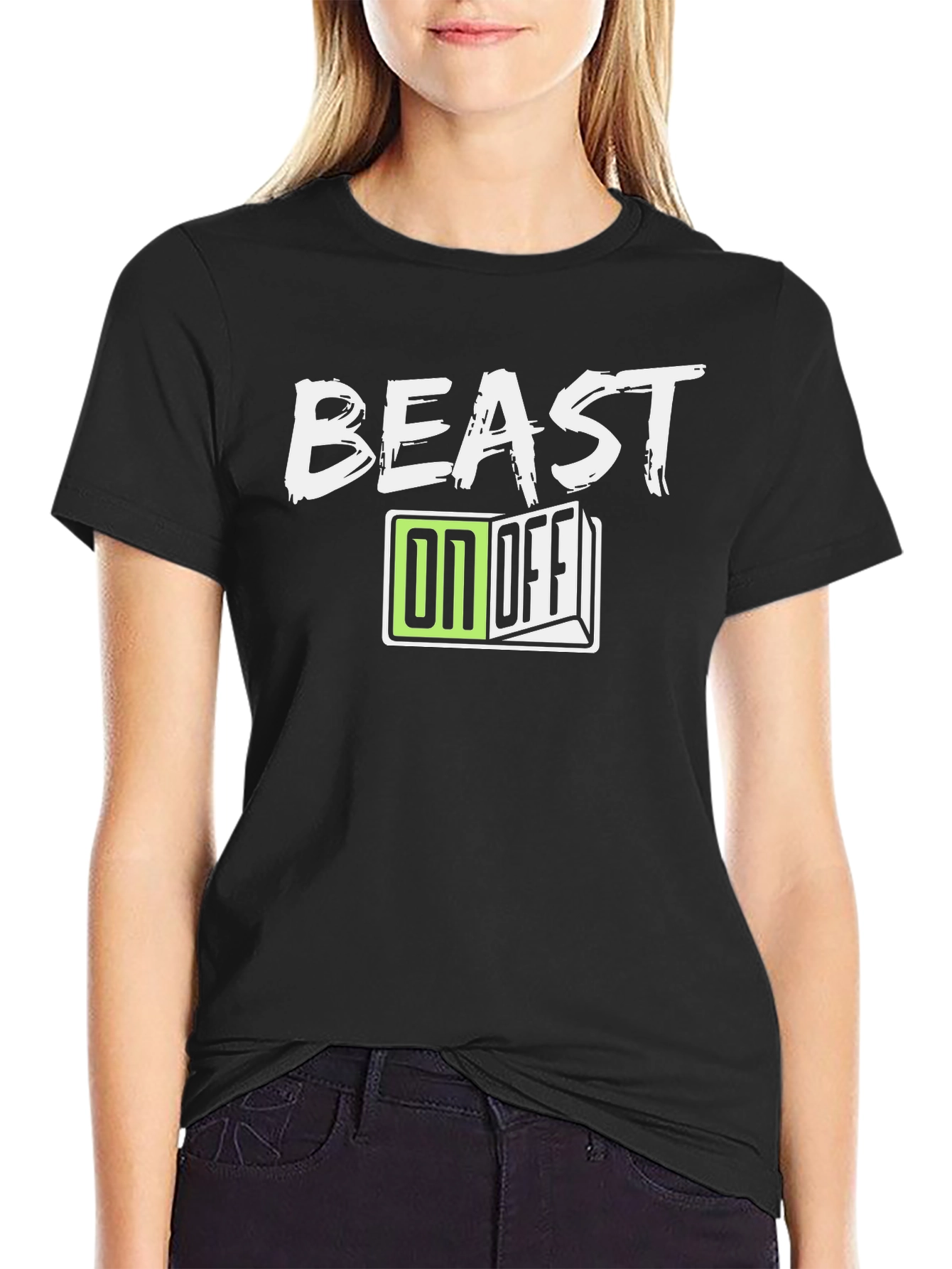 Black Beast On/Off Graphic Tee - Stylish Men's Black T-Shirt view 2