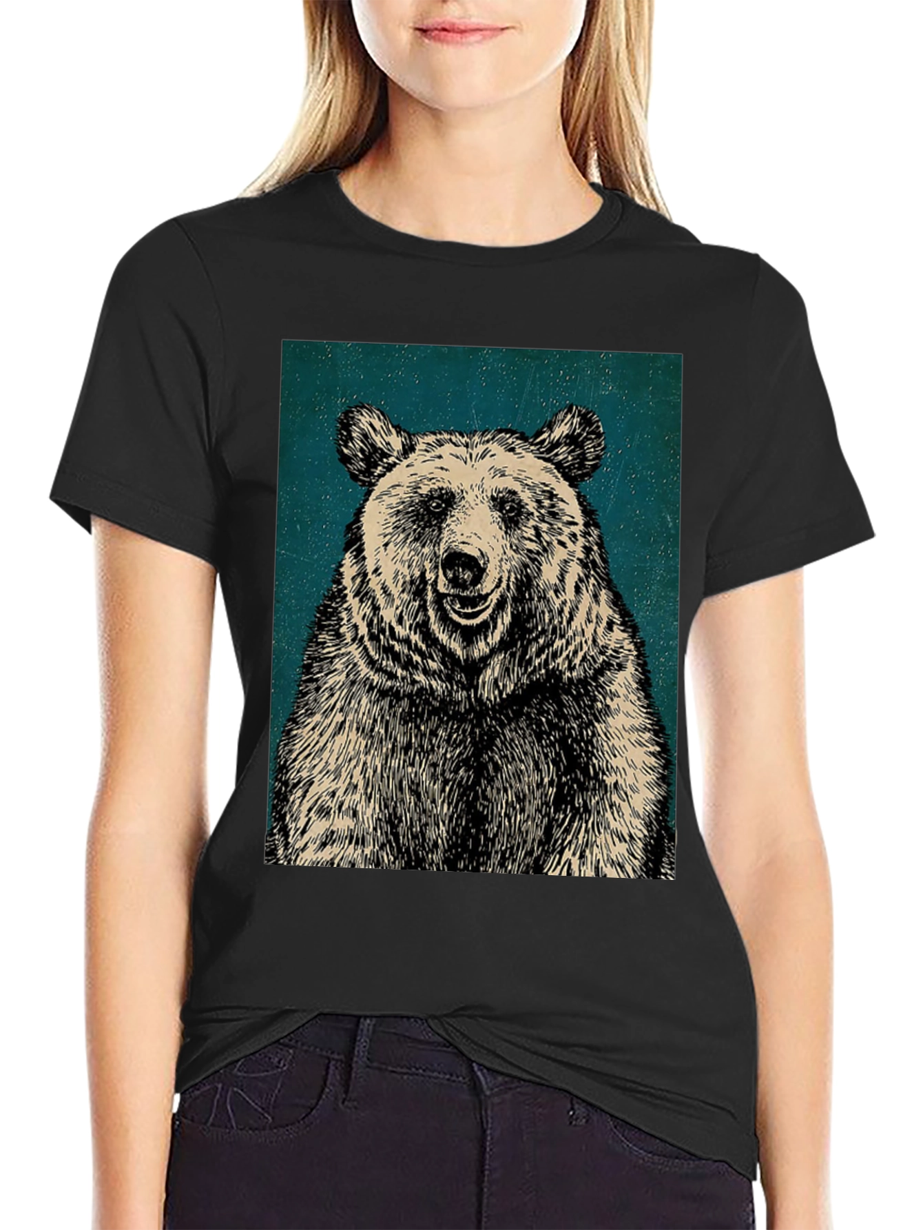 Black Men's Black Bear Graphic T-Shirt view 2