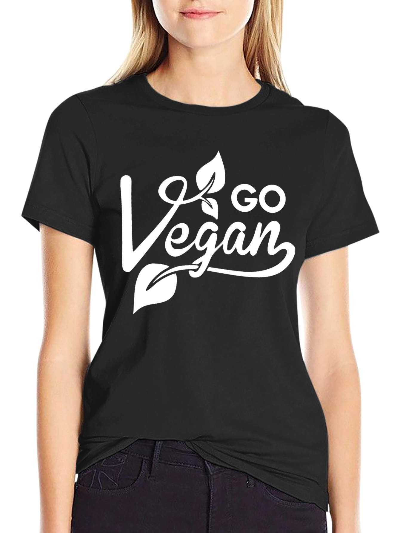 Black Go Vegan Graphic T-Shirt view 2