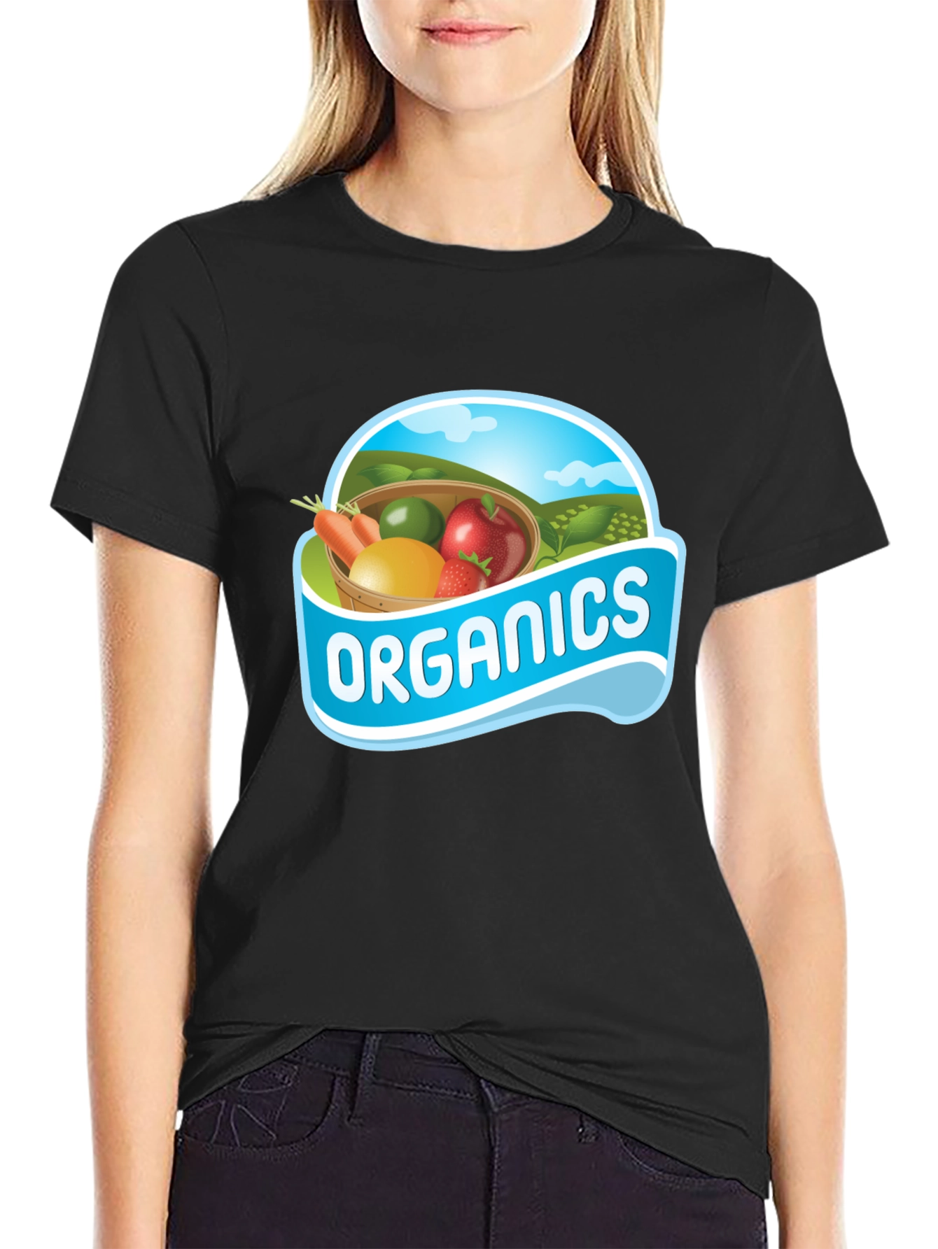 Black Organic Produce T-Shirt - Farm Fresh Style view 2