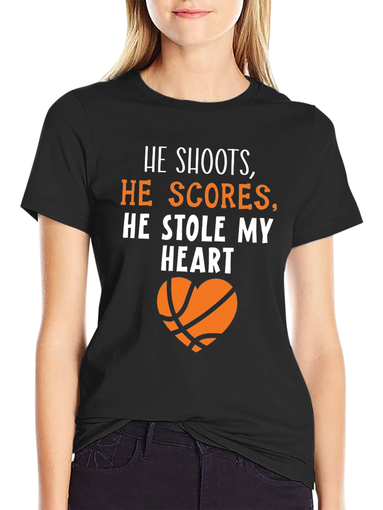 Black Basketball Lover's T-Shirt: He Stole My Heart view 2