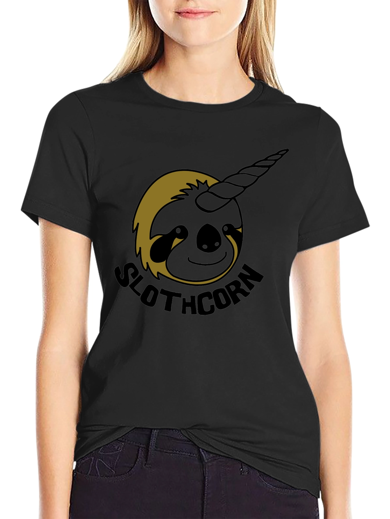 Black Slothcorn Graphic Tee - Unisex Comfort Fit view 2