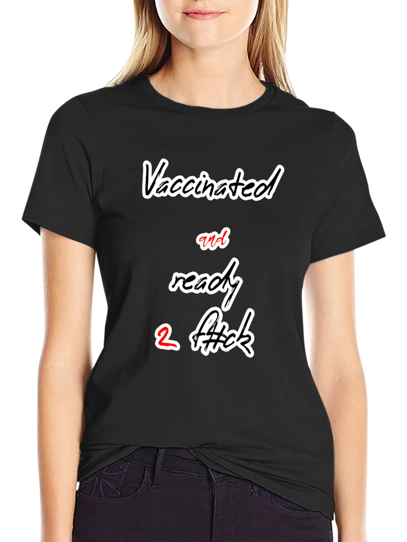 Black Vaccinated & Ready Graphic T-Shirt view 2