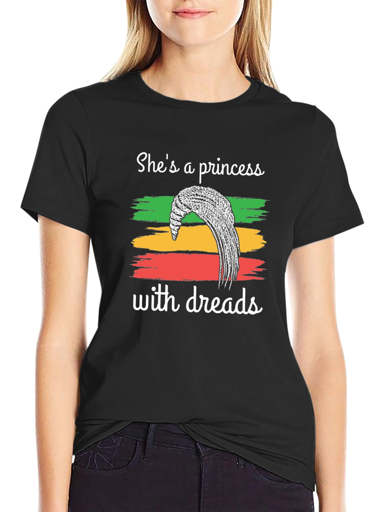 Black She's A Princess With Dreads Graphic T-Shirt view 2