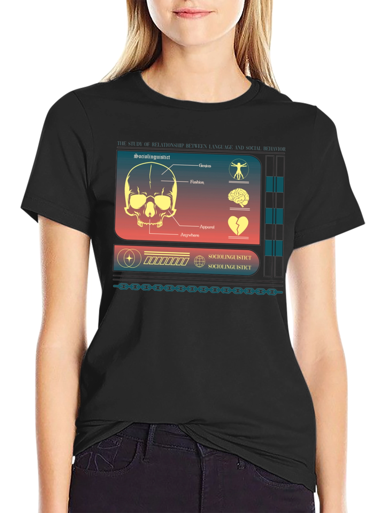 Black Sociolinguistic Diagram Graphic T-Shirt view 2