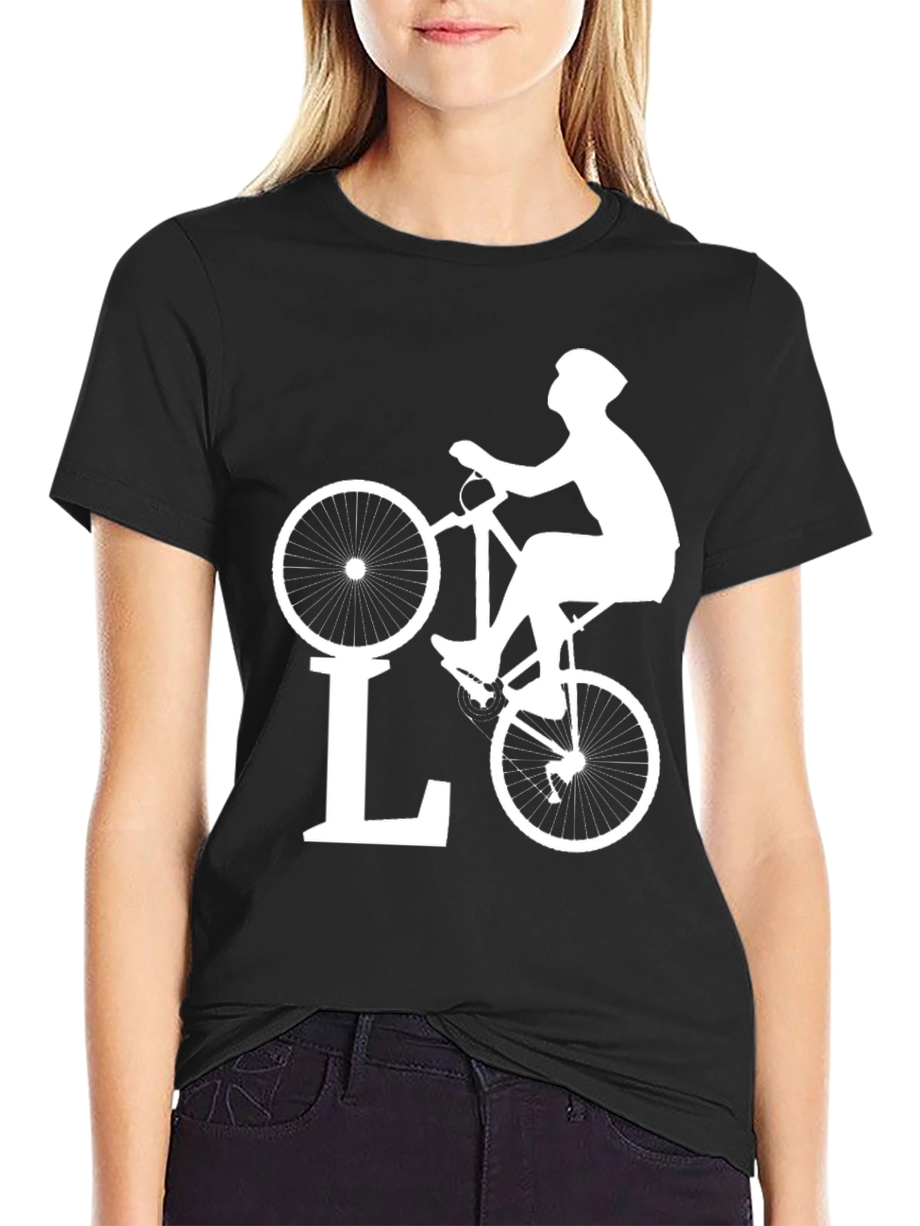 Black Cycling Love T-Shirt - Black Bike Design view 2