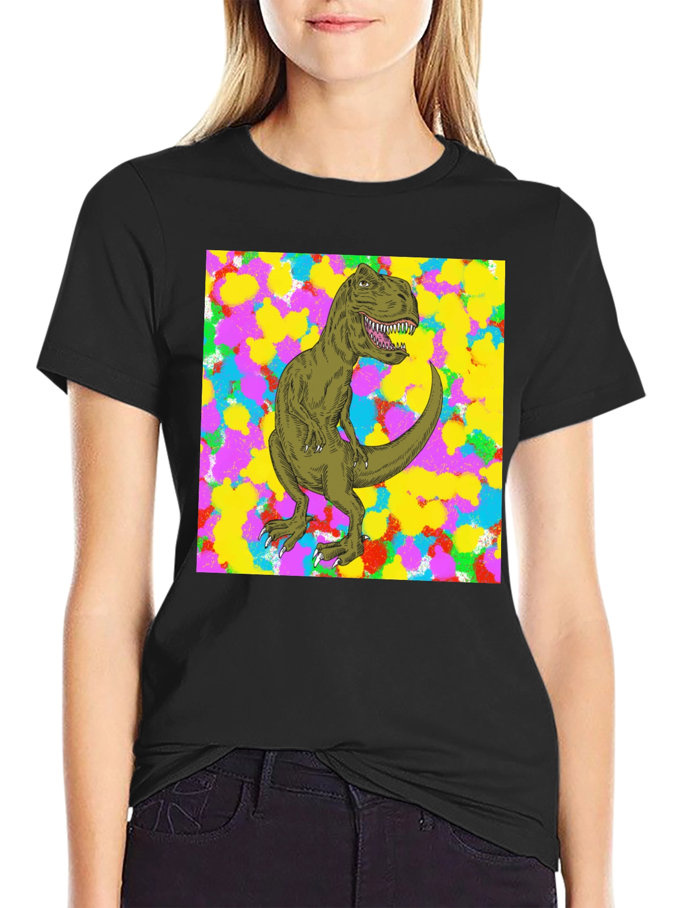 Black Dinosaur Graphic Tee - Bold Style view 2