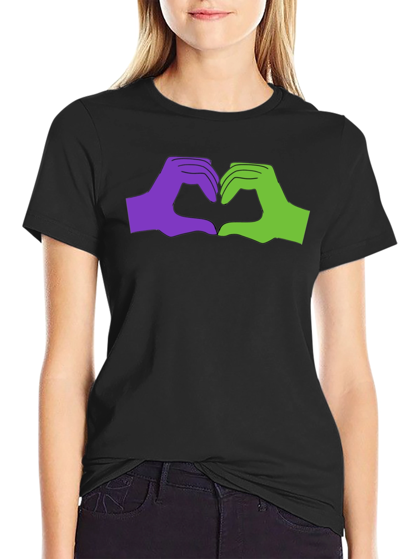 Black Love Sign Language Graphic Tee - Black Cotton T-Shirt view 2