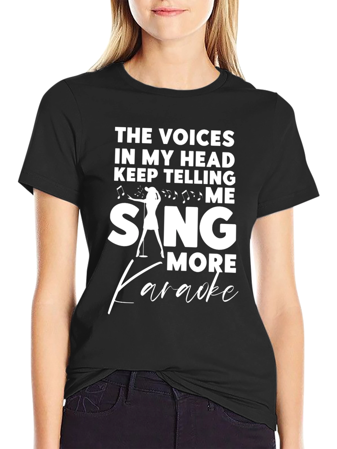 Black Karaoke T-Shirt - Voices in My Head view 2