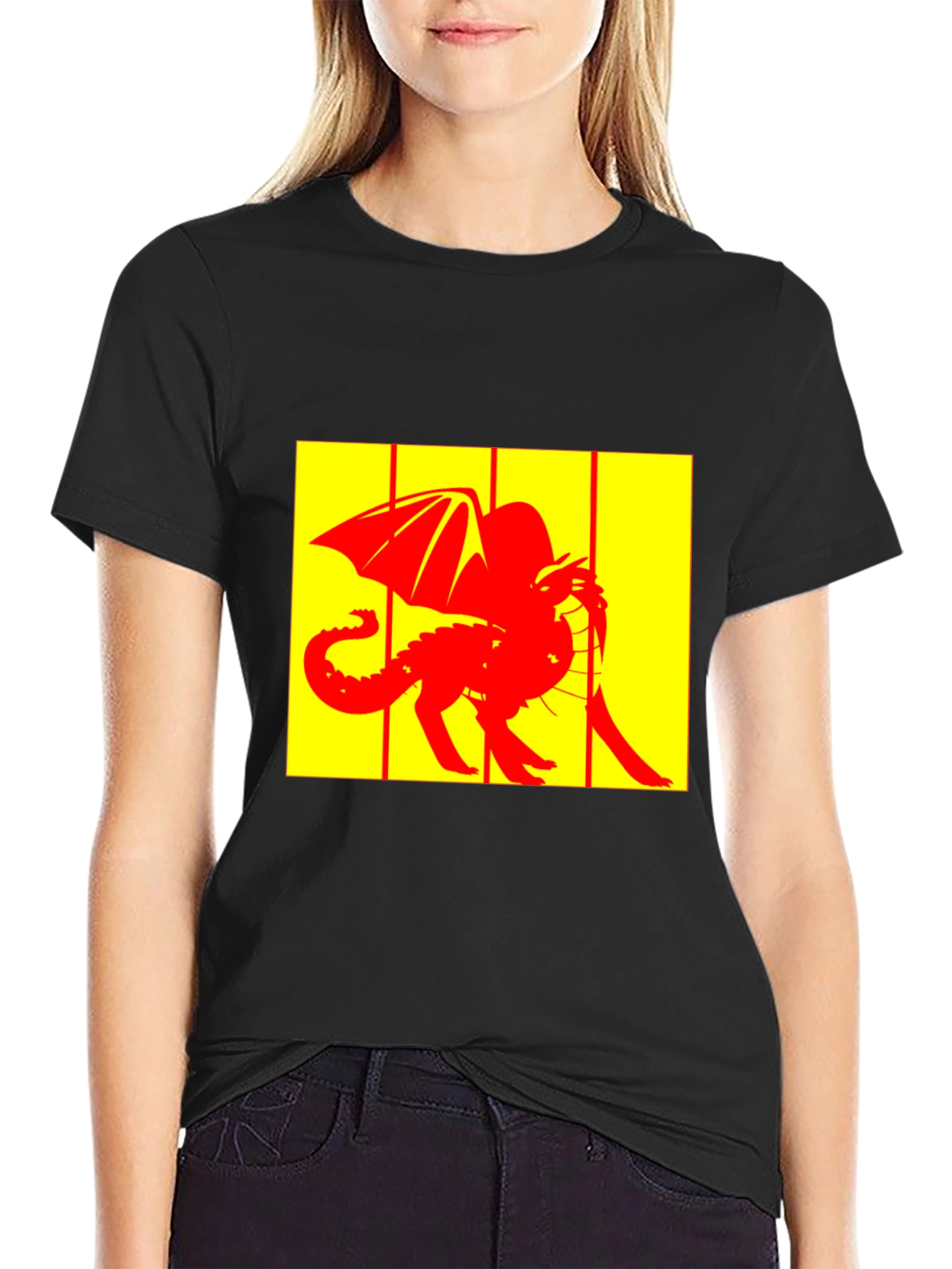 Red Dragon Graphic Black T-Shirt - 2