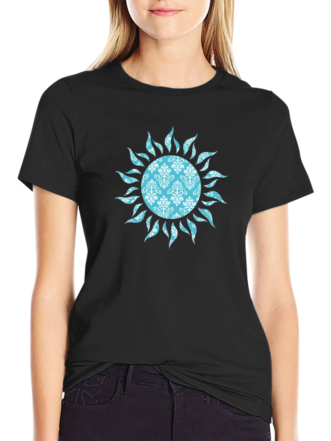 Black Boho Sun Graphic T-Shirt - Black view 2